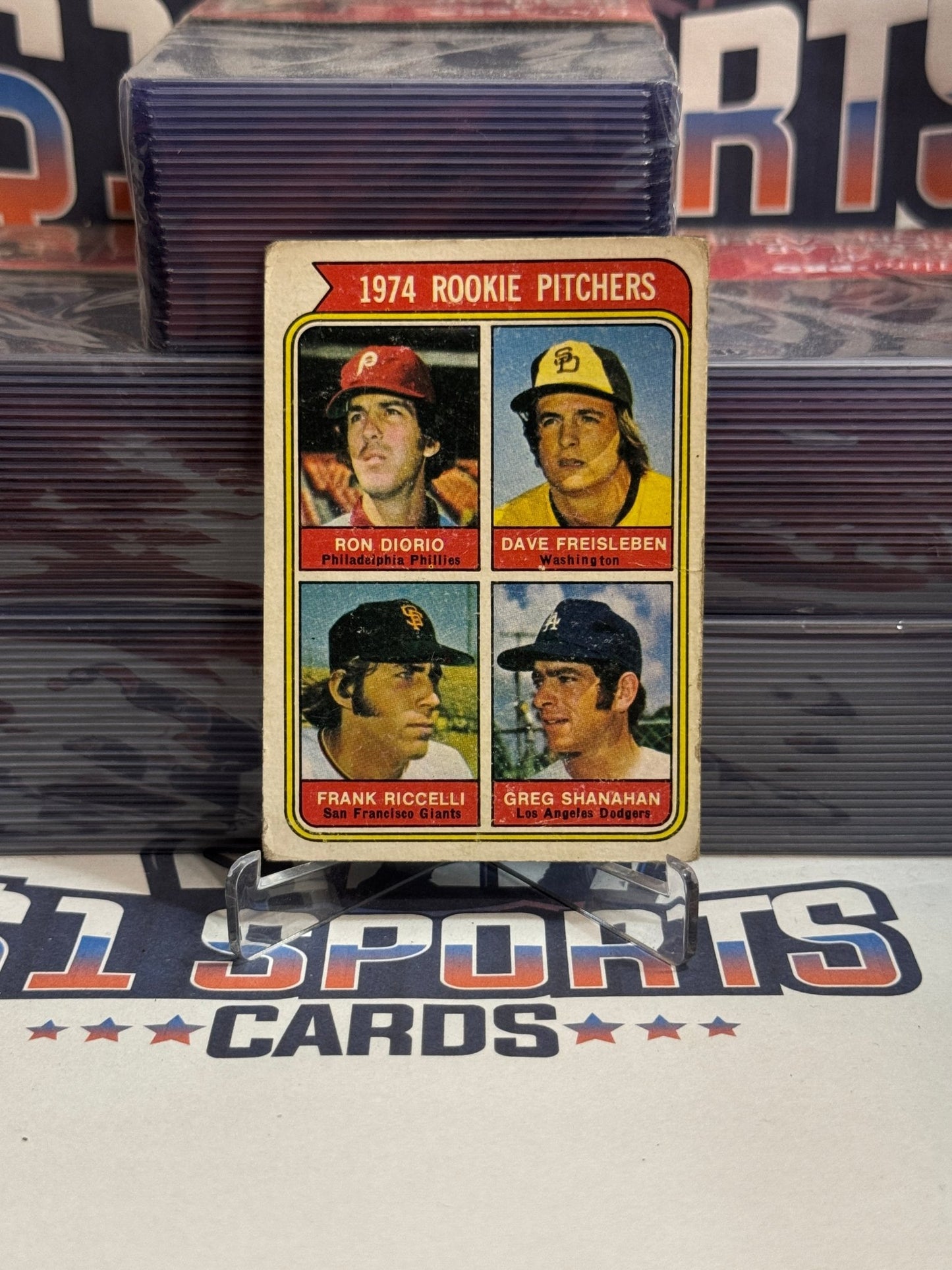 1974 Topps (Rookie Pitchers) Ron Diorio, Dave Freisleben, Frank Riccelli, Greg Shanahan #599