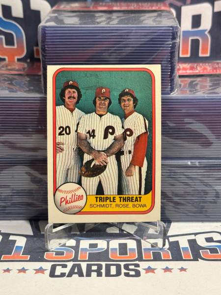 1981 Fleer (Triple Threat) Mike Schmidt, Pete Rose, Larry Bowa #645