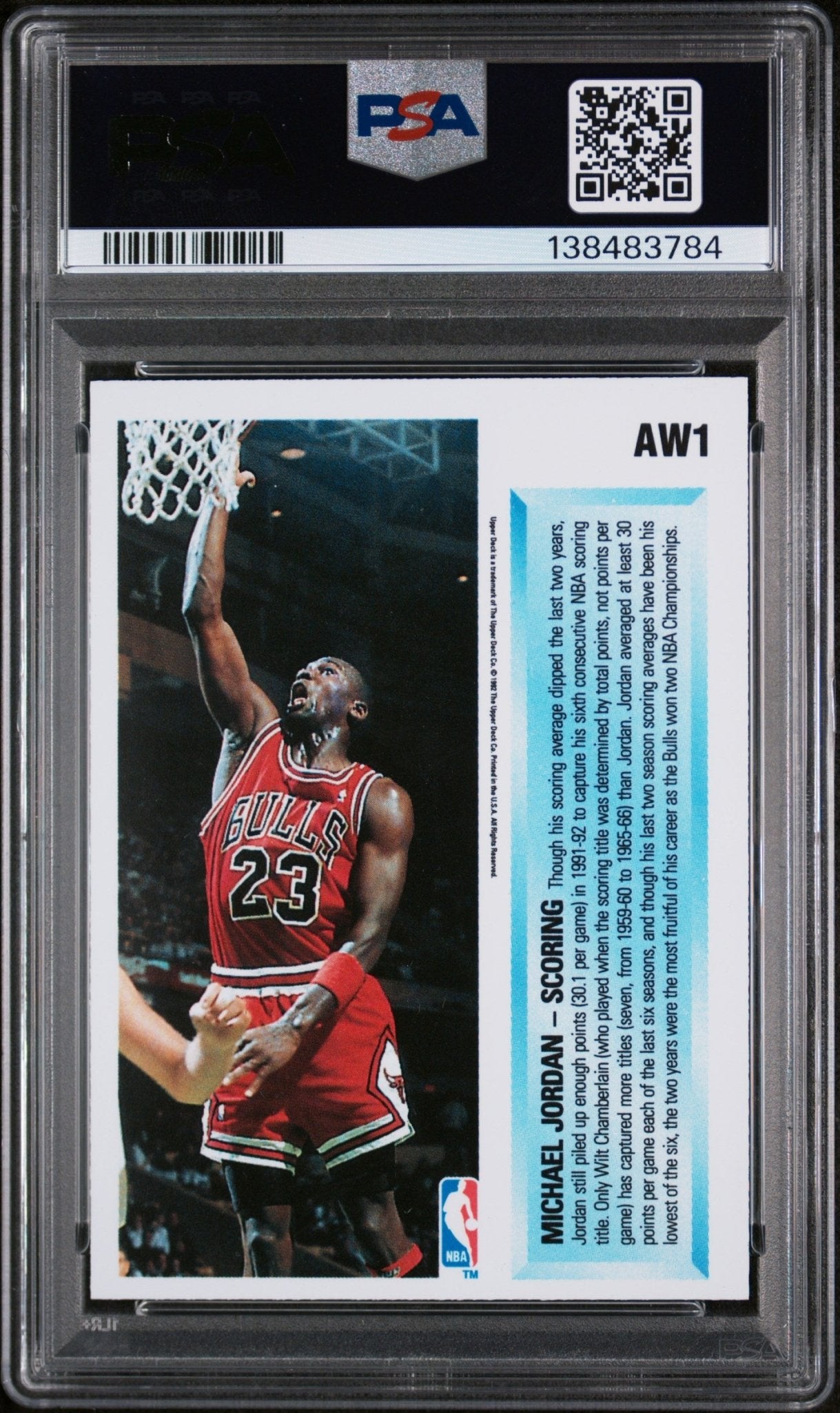 1992 Upper Deck (Award Winner Holo) Michael Jordan AW1 - PSA 8