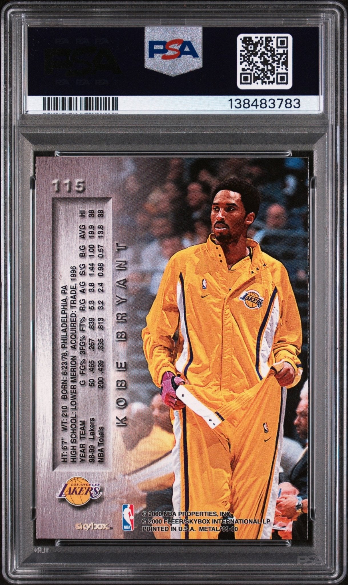 1999 Fleer Metal Kobe Bryant 115 - PSA 9