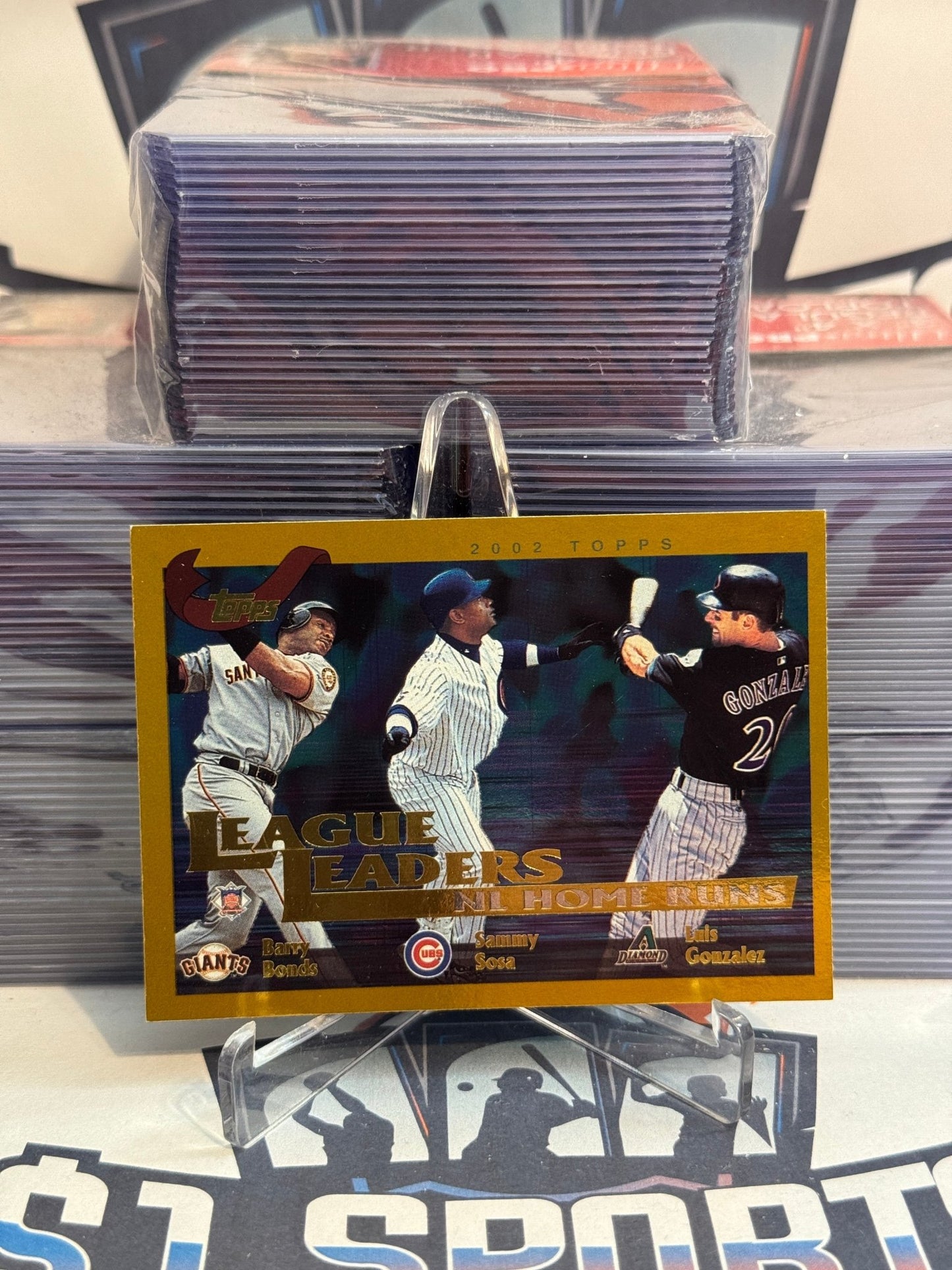 2001 Topps (Gold, HR Leaders) Barry Bonds, Sammy Sosa, Luis Gonzalez #345