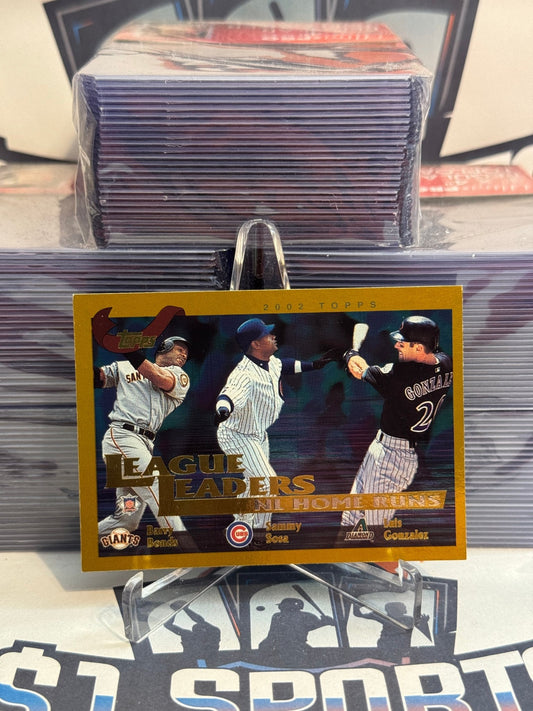2001 Topps (Gold, HR Leaders) Barry Bonds, Sammy Sosa, Luis Gonzalez #345