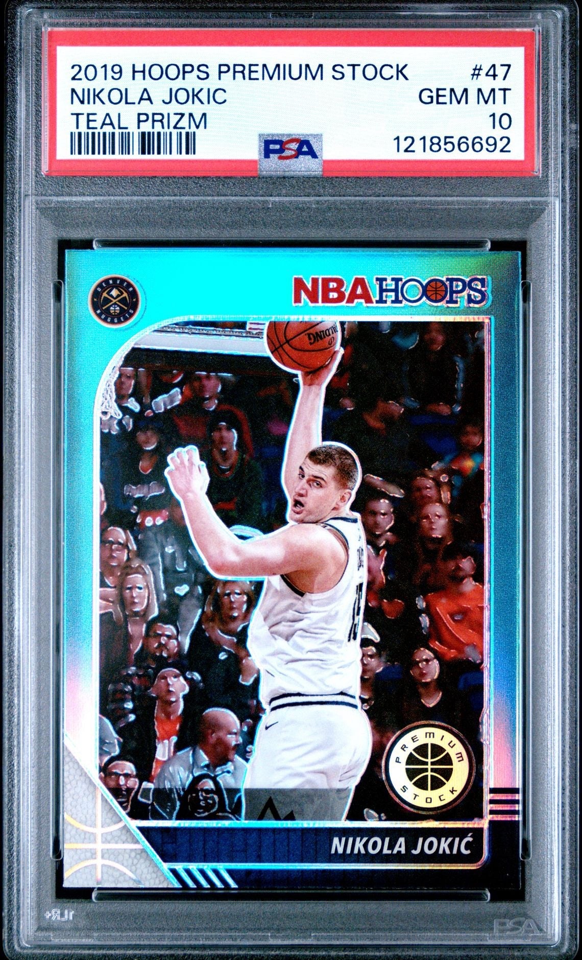 2019 NBA Hoops Premium Stock (Teal Prizm) Nikola Jokic 47 - PSA 10