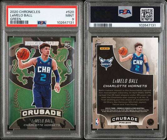 2020 Panini Chronicles (Green Prizm, Crusade) LaMelo Ball Rookie #520 - PSA 10 (Pop 4)