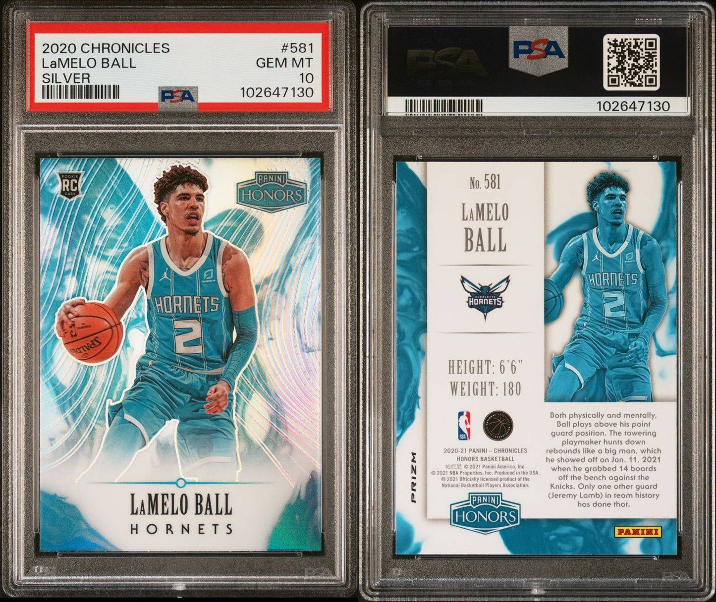 2020 Panini Chronicles (Silver Prizm, Honors) LaMelo Ball Rookie #581 - PSA 10 (Pop 87)