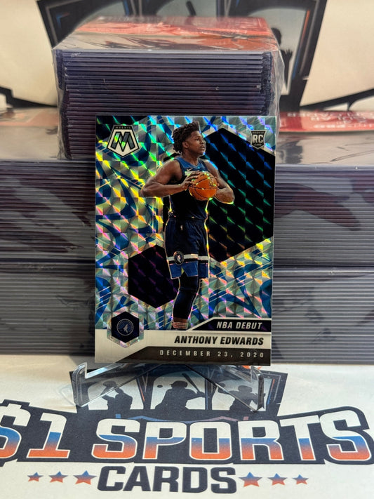 2020 Panini Mosaic (Blue Reactive Prizm, NBA Debut) Anthony Edwards #261