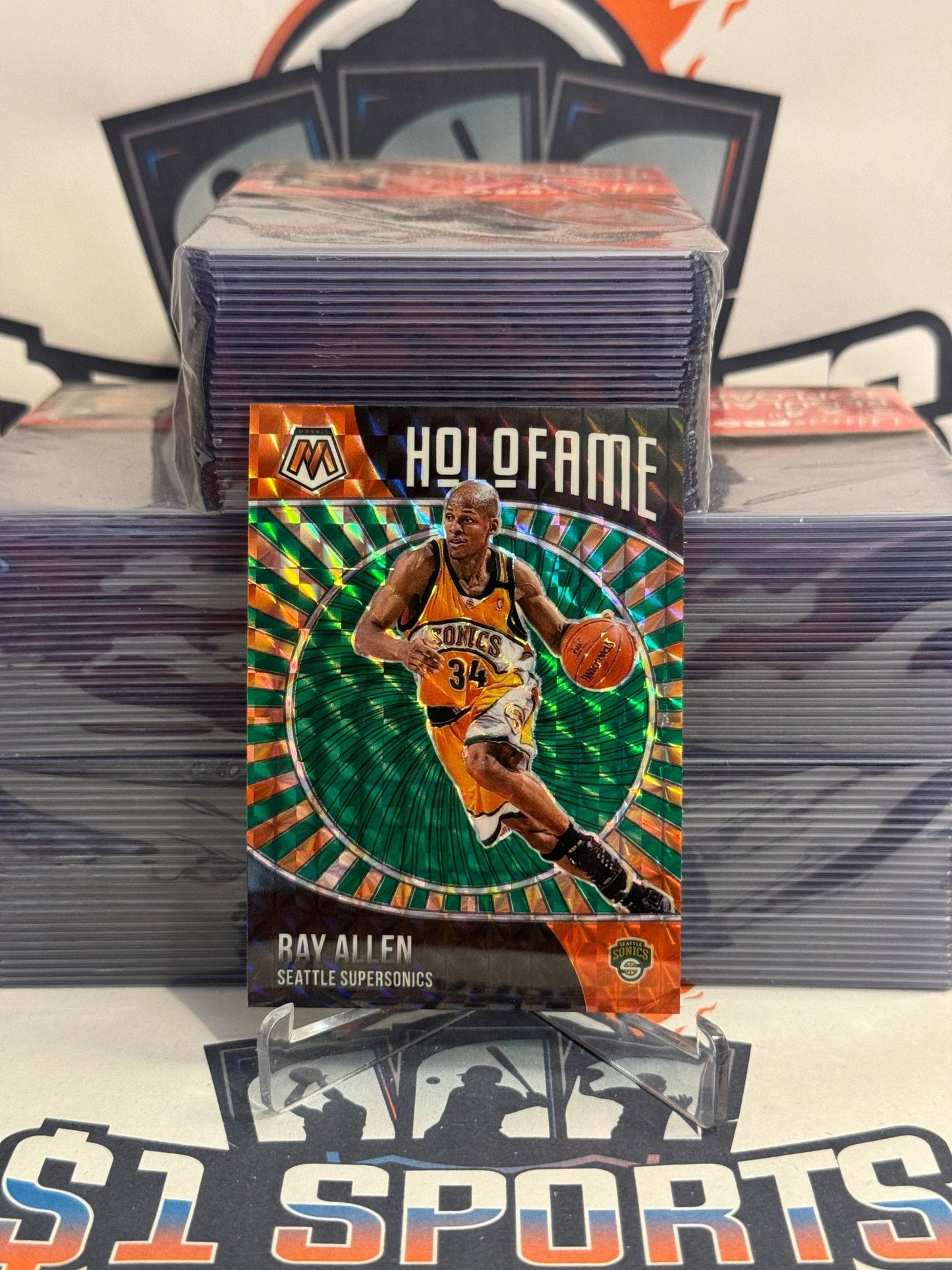 2020 Panini Mosaic (Green Prizm, HoloFame) Ray Allen #12