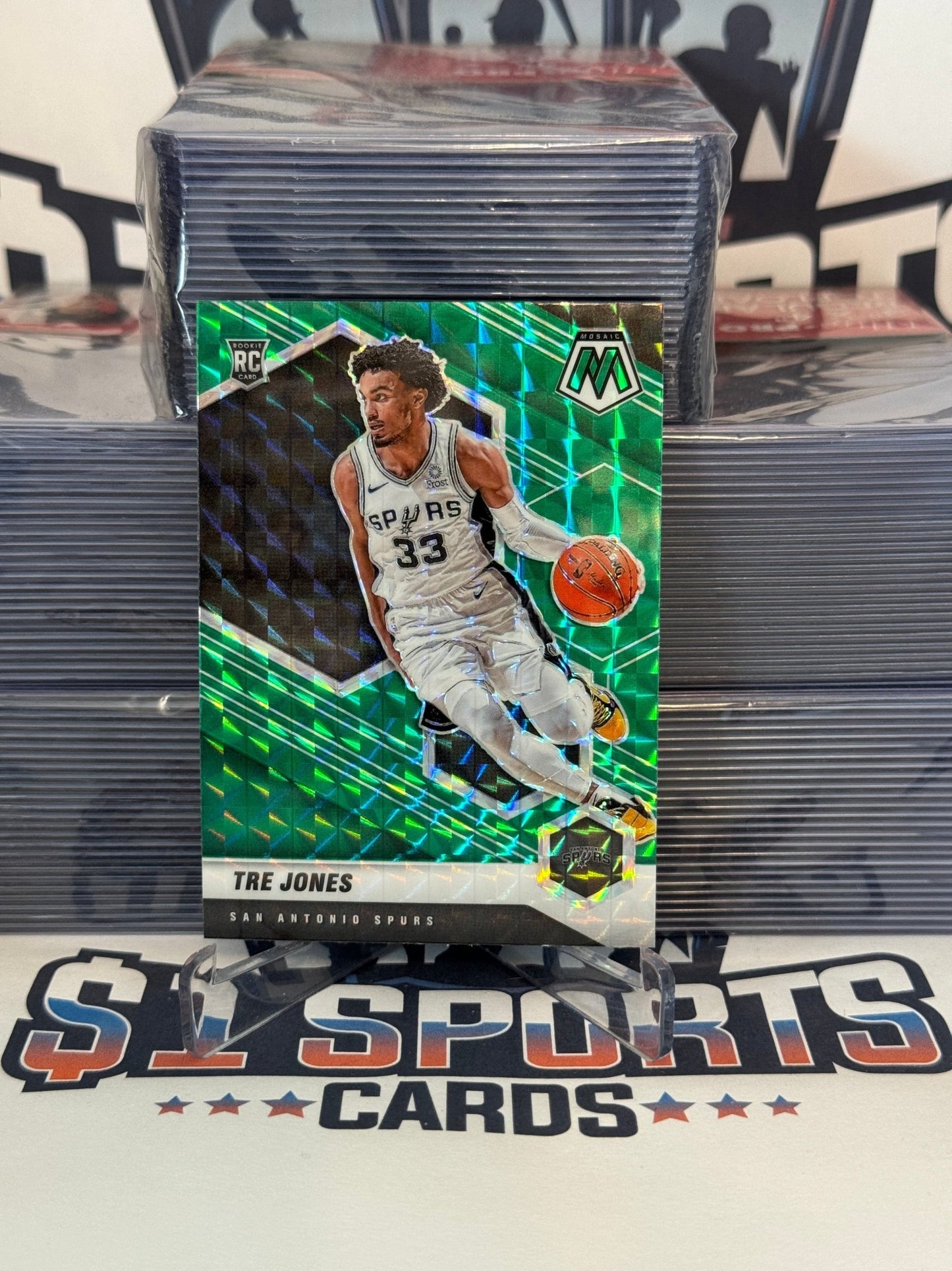 2020 Panini Mosaic (Green Prizm) Tre Jones Rookie #243