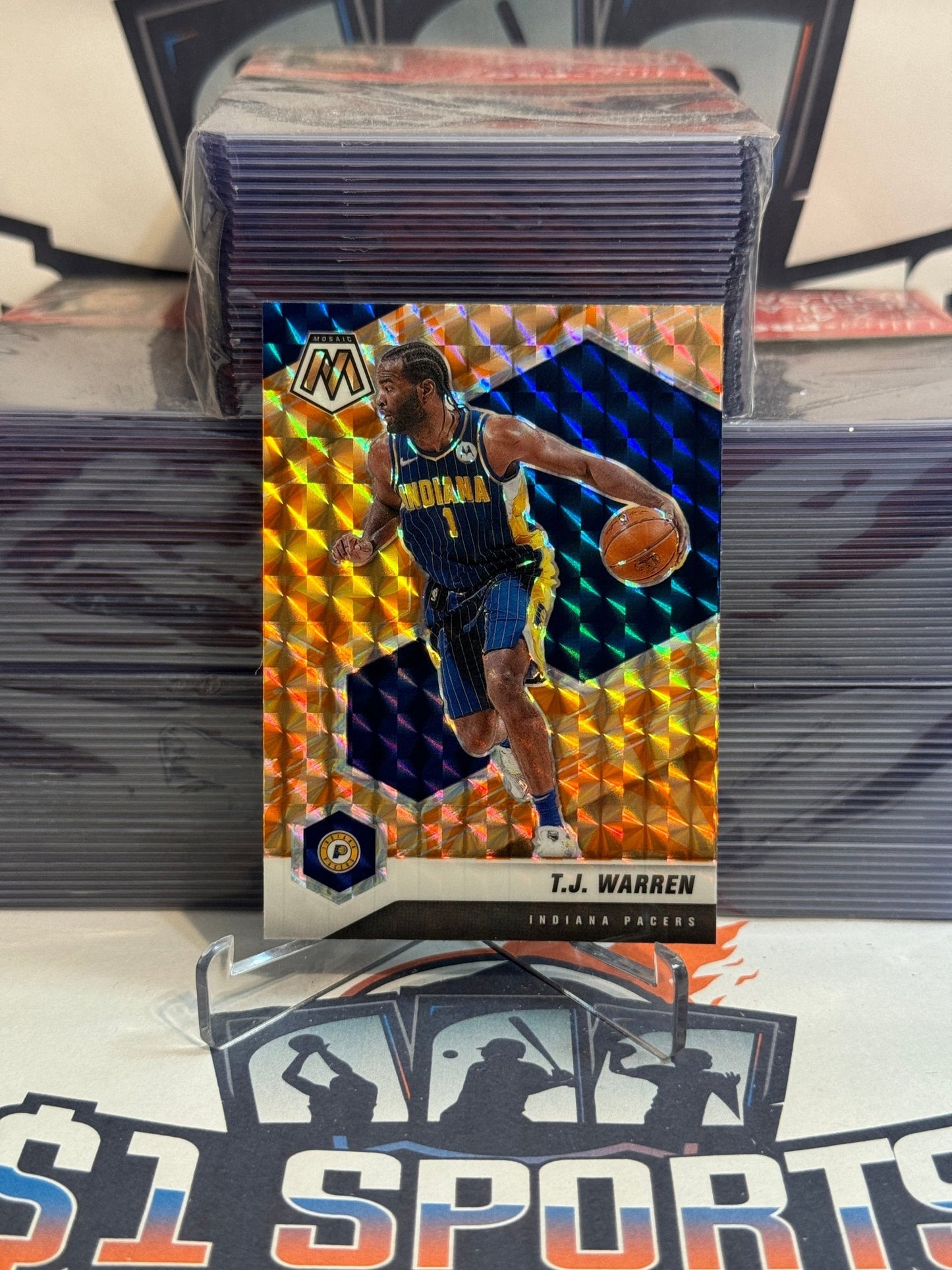 2020 Panini Mosaic (Orange Reactive Prizm) T.J. Warren #23