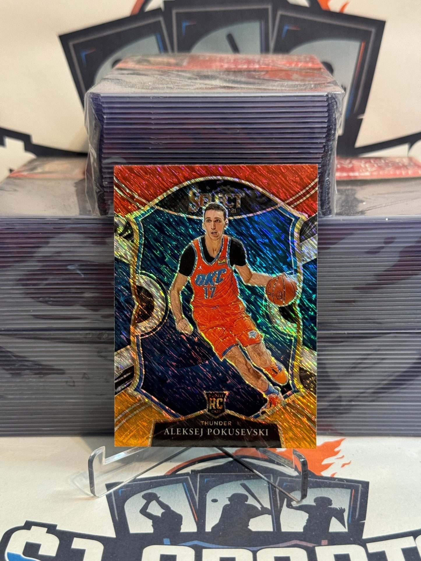 2020 Panini Select (Red White Orange Shimmer Prizm) Aleksej Pokusevski Rookie #77