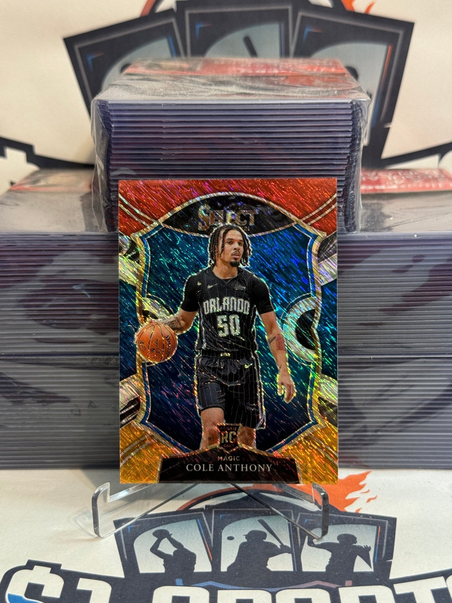 2020 Panini Select (Red White Orange Shimmer Prizm) Cole Anthony Rookie #75