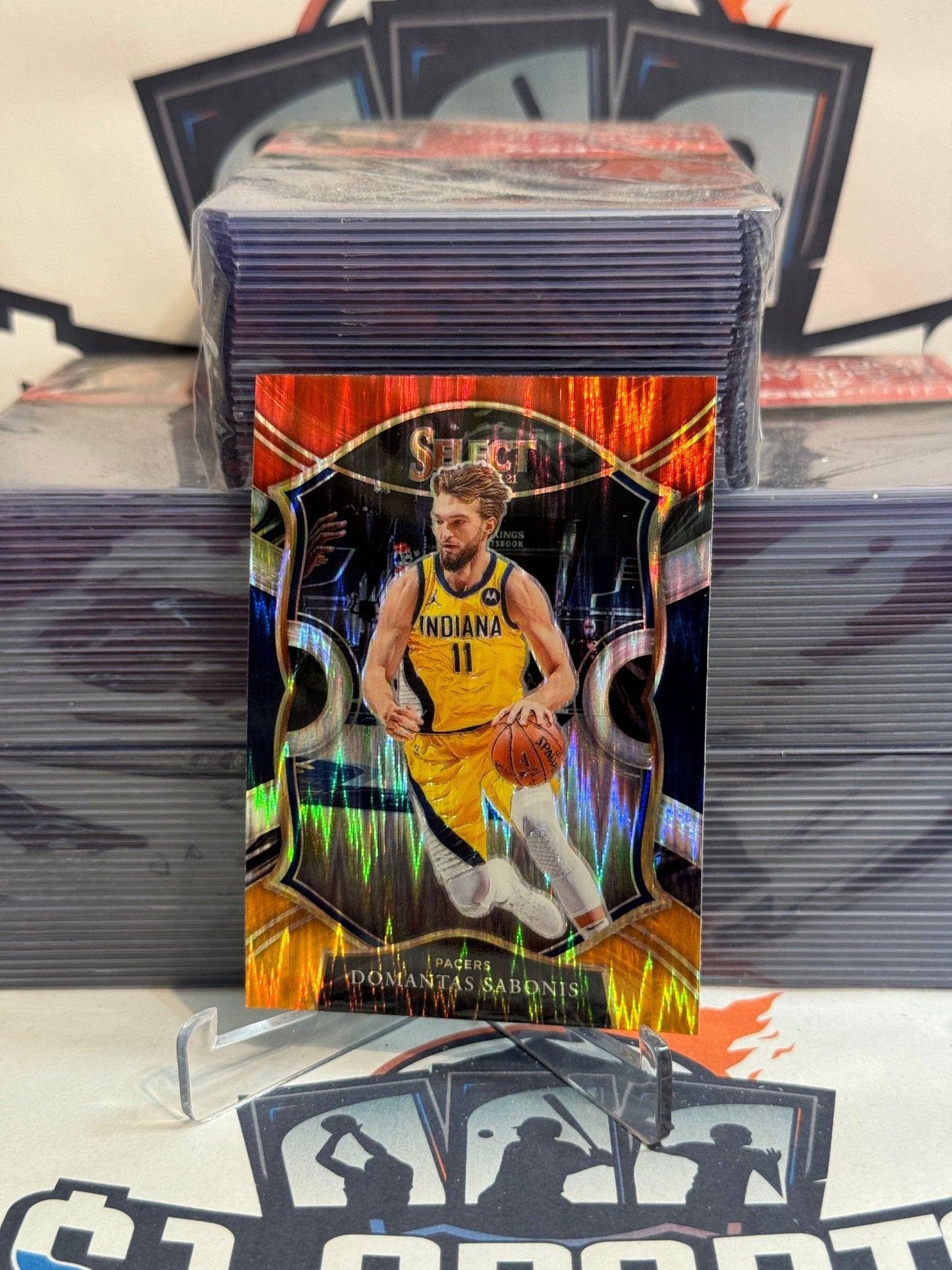 2020 Panini Select (Red White Orange Shimmer Prizm) Domantas Sabonis #56