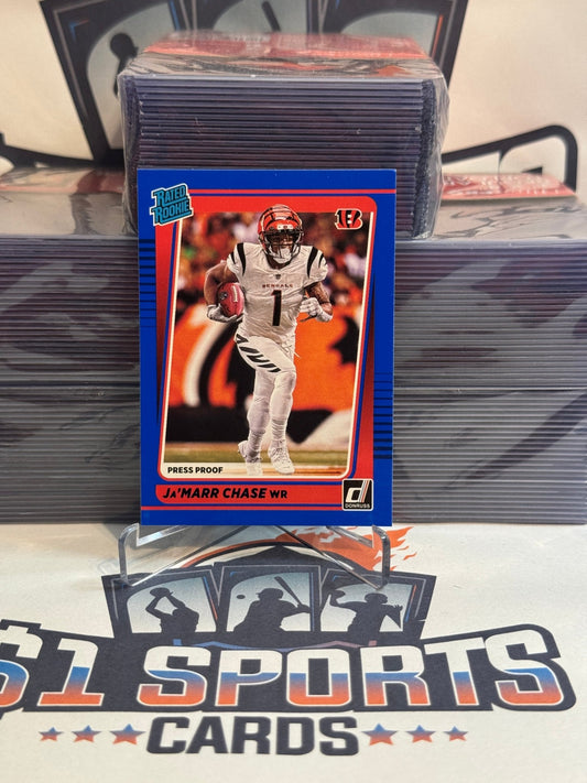 2021 Donruss (Blue Press Proof, Rated Rookie) Ja'Marr Chase #262