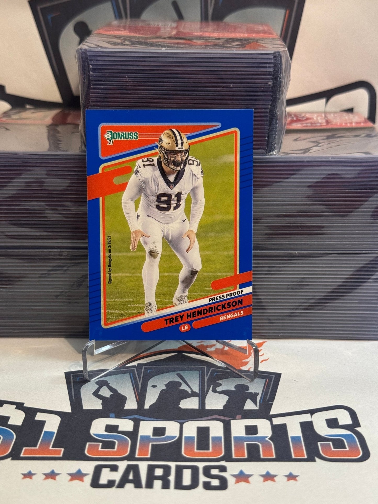 2021 Donruss (Blue Press Proof) Trey Hendrickson #100