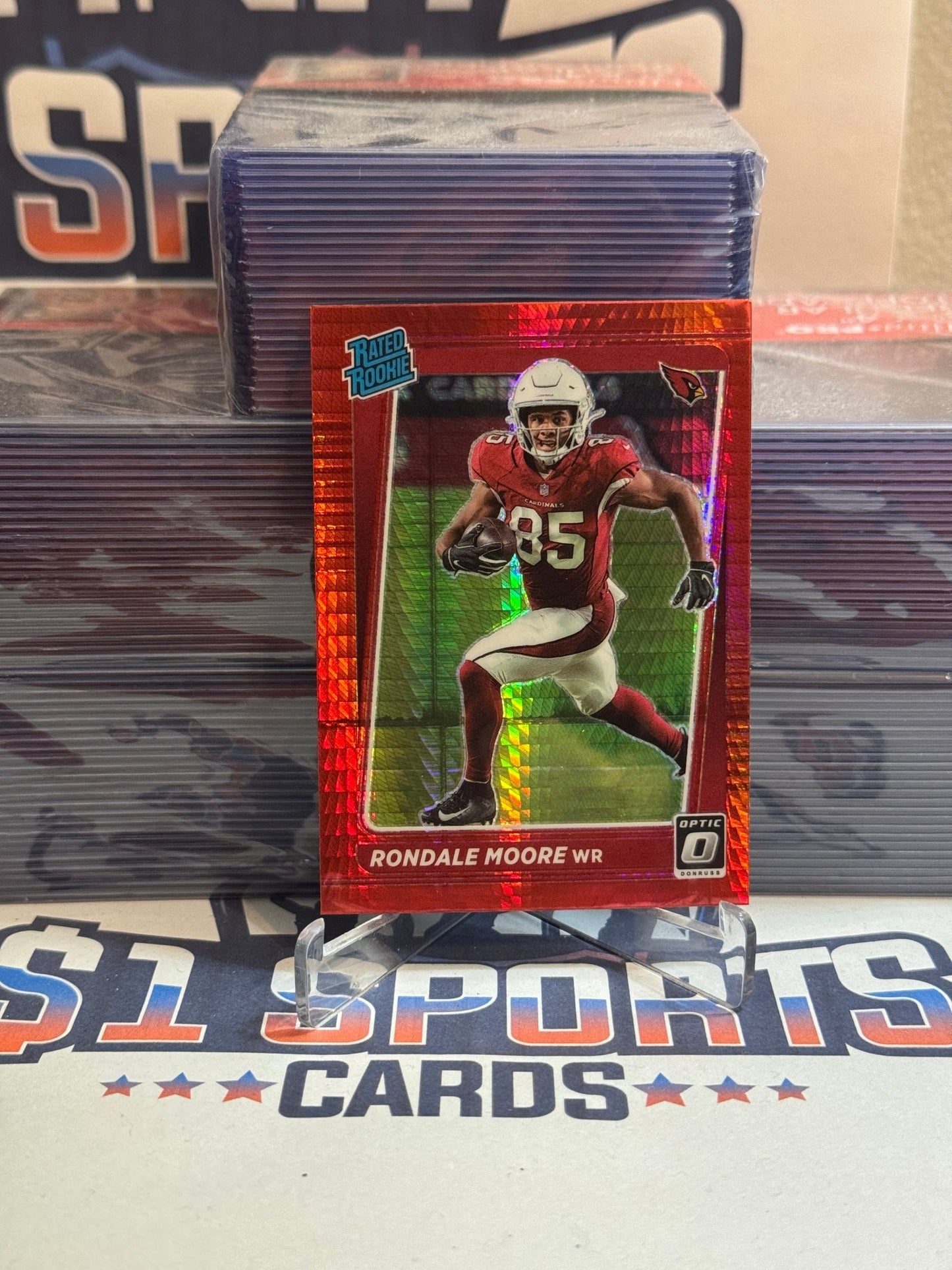 2021 Donruss Optic (Red Hyper Prizm, Rated Rookie) Rondale Moore #217