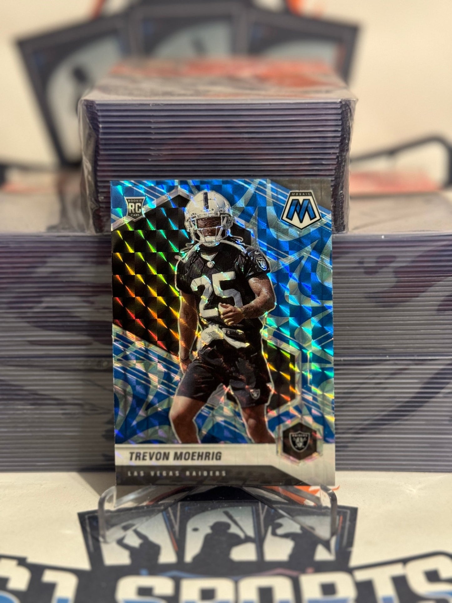 2021 Panini Mosaic (Blue Reactive Prizm) Trevon Moehrig Rookie #383