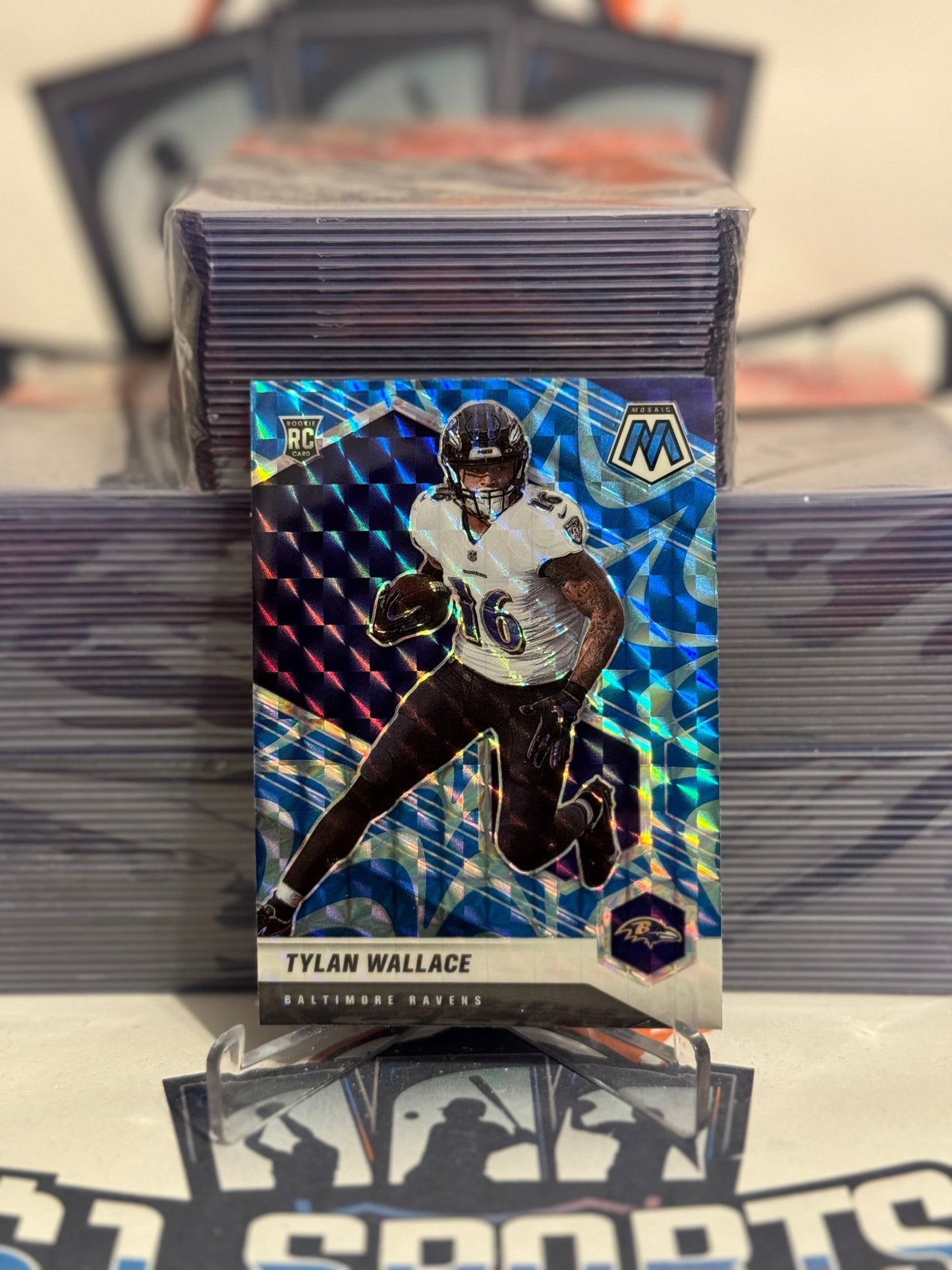 2021 Panini Mosaic (Blue Reactive Prizm) Tylan Wallace Rookie #326