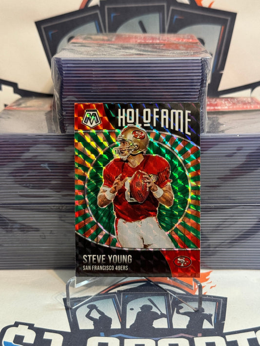 2021 Panini Mosaic (Green Prizm, HoloFame) Steve Young #11