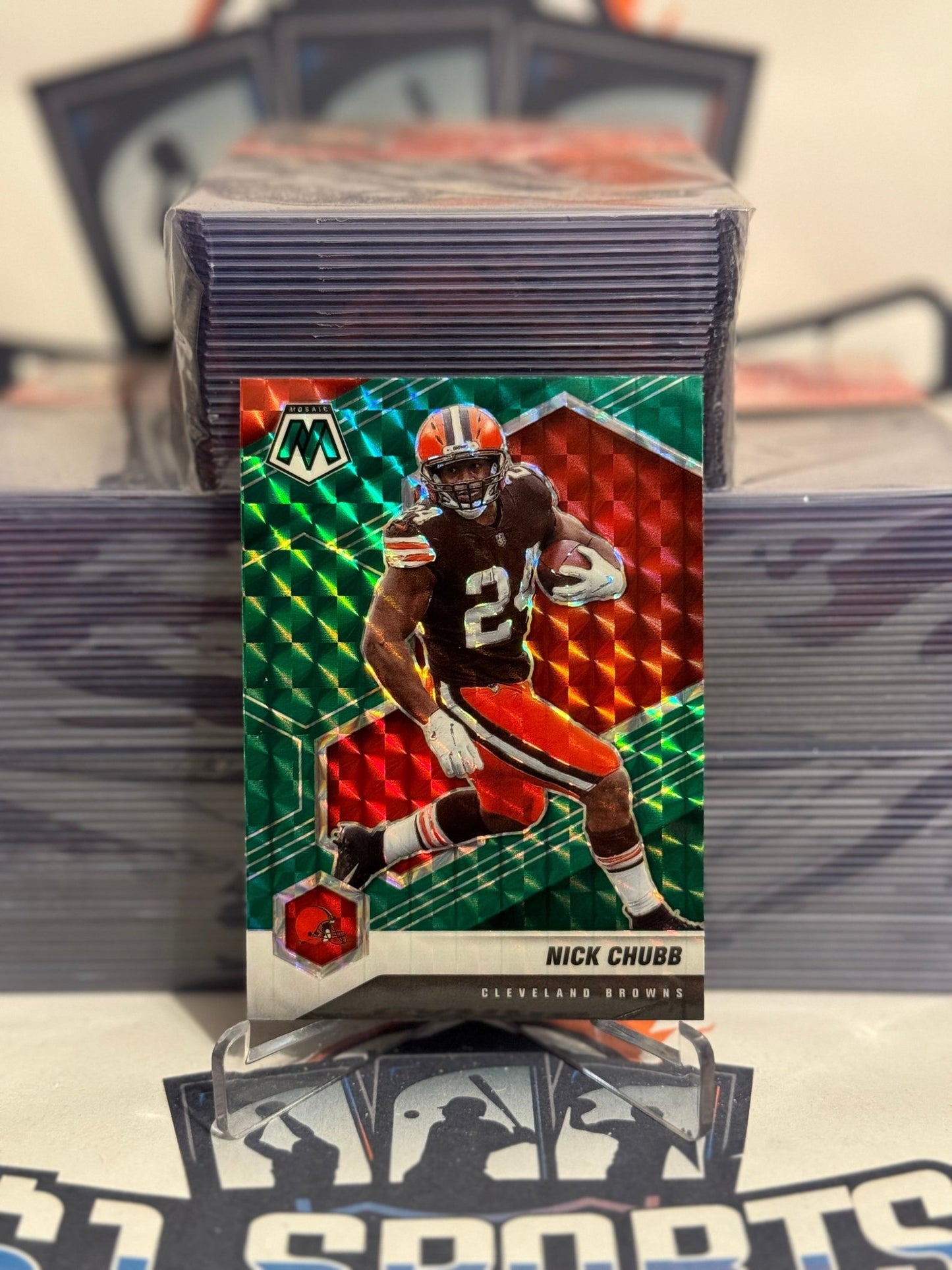 2021 Panini Mosaic (Green Prizm) Nick Chubb #53