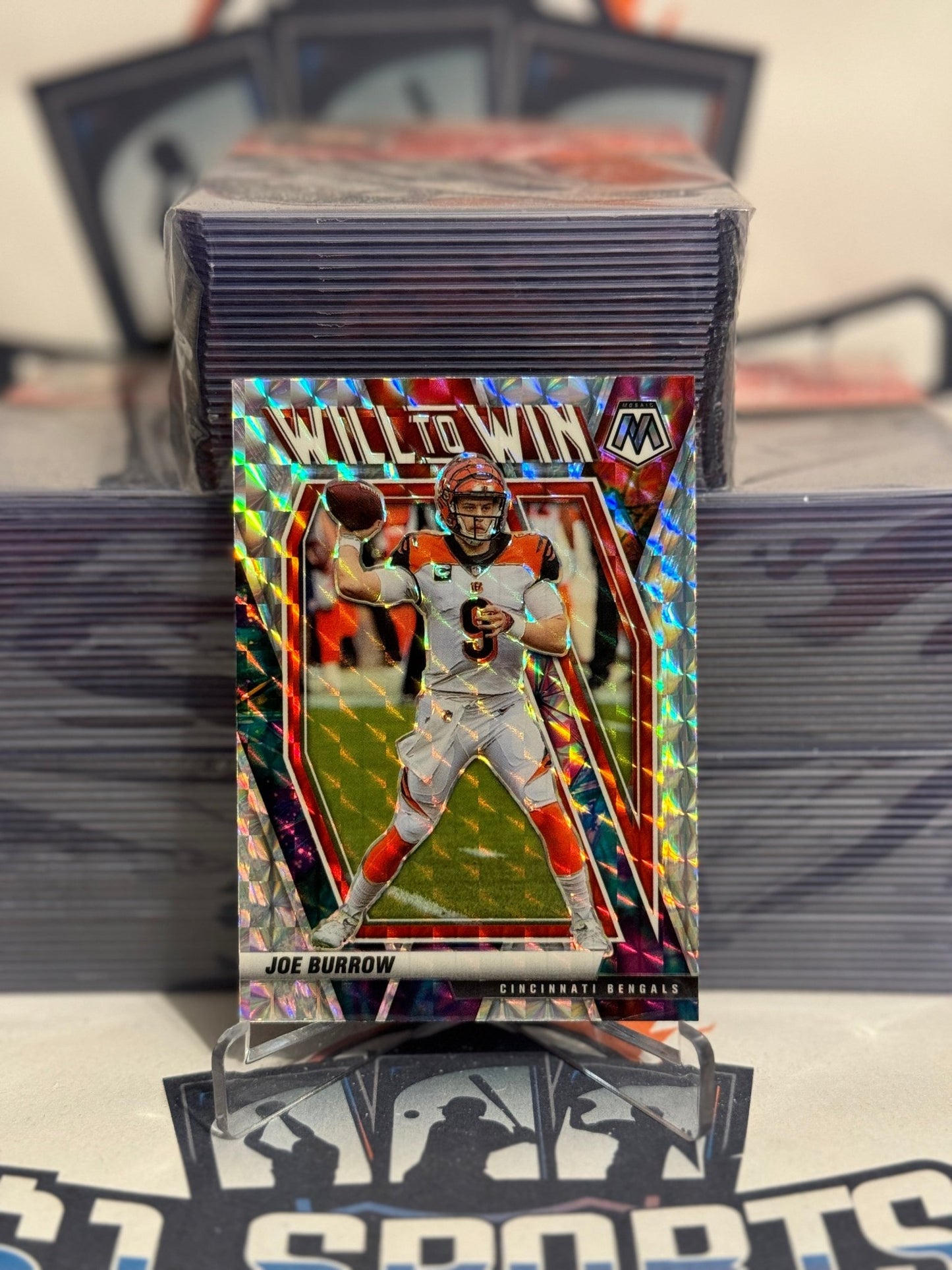 2021 Panini Mosaic (Mosaic Prizm, Will to Win) Joe Burrow #WW-8