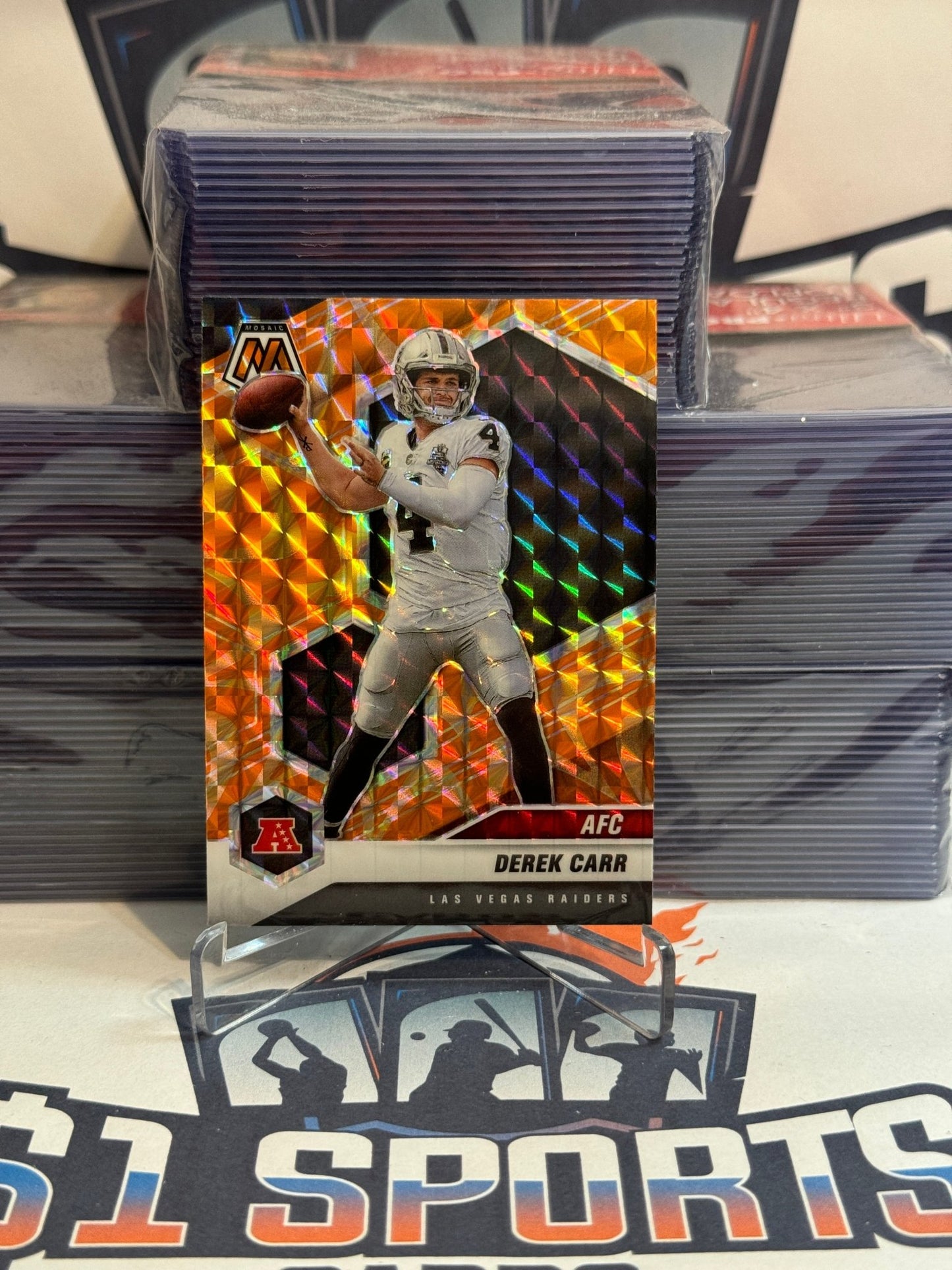 2021 Panini Mosaic (Orange Reactive Prizm, AFC) Derek Carr #229