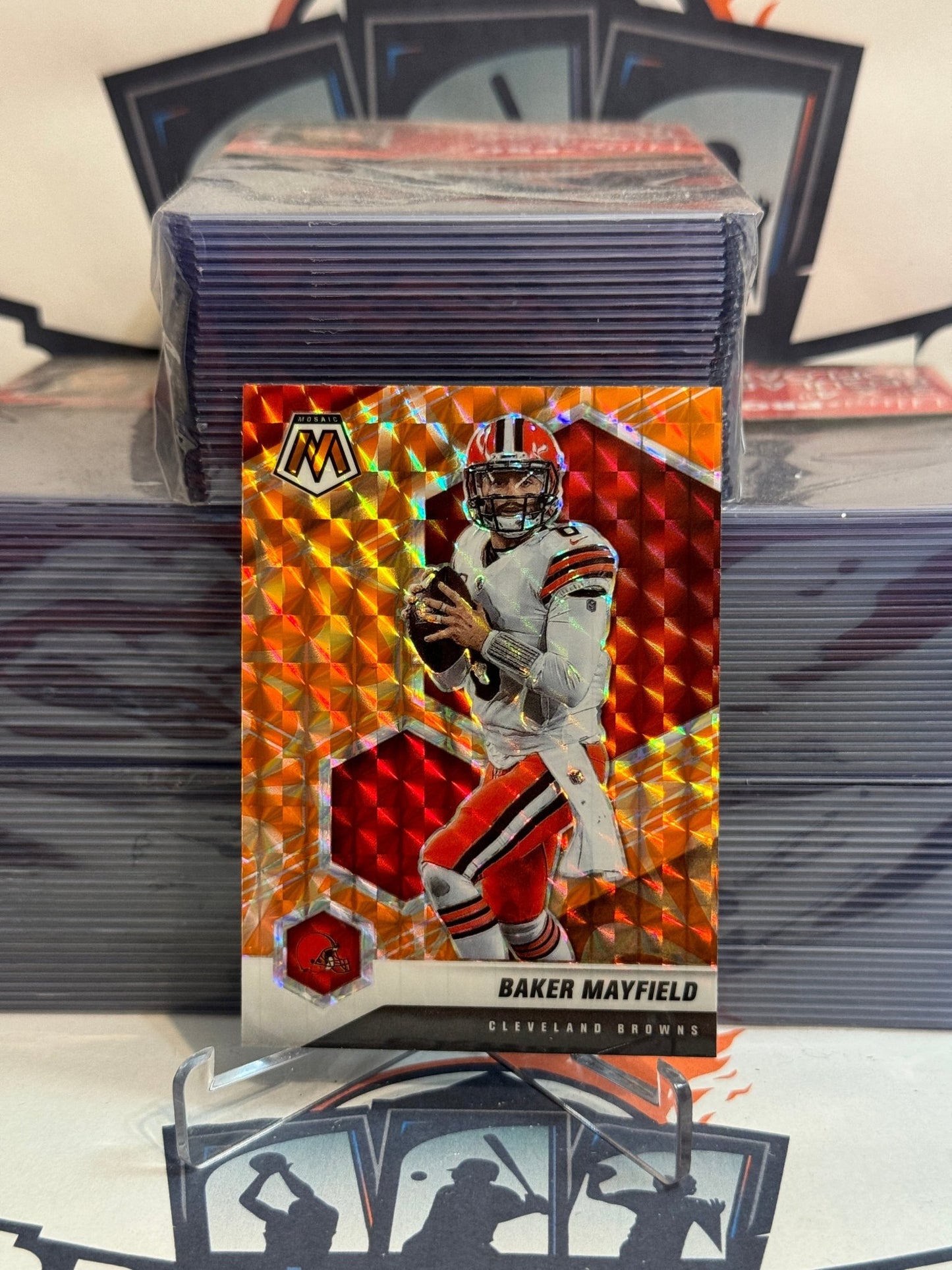 2021 Panini Mosaic (Orange Reactive Prizm) Baker Mayfield #52