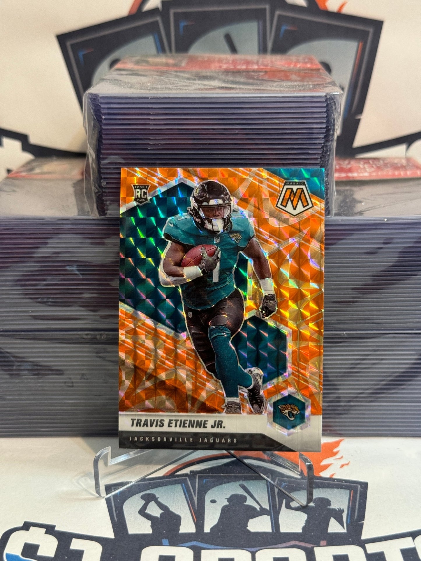 2021 Panini Mosaic (Orange Reactive Prizm) Travis Etienne Jr. Rookie #314
