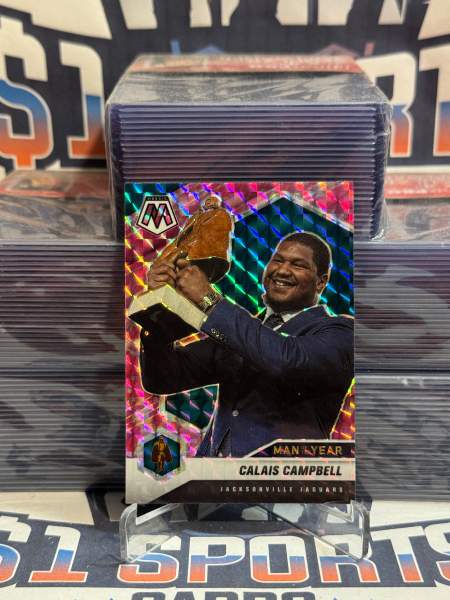 2021 Panini Mosaic (Pink Camo Prizm, Man of the Year) Calais Campbell 270