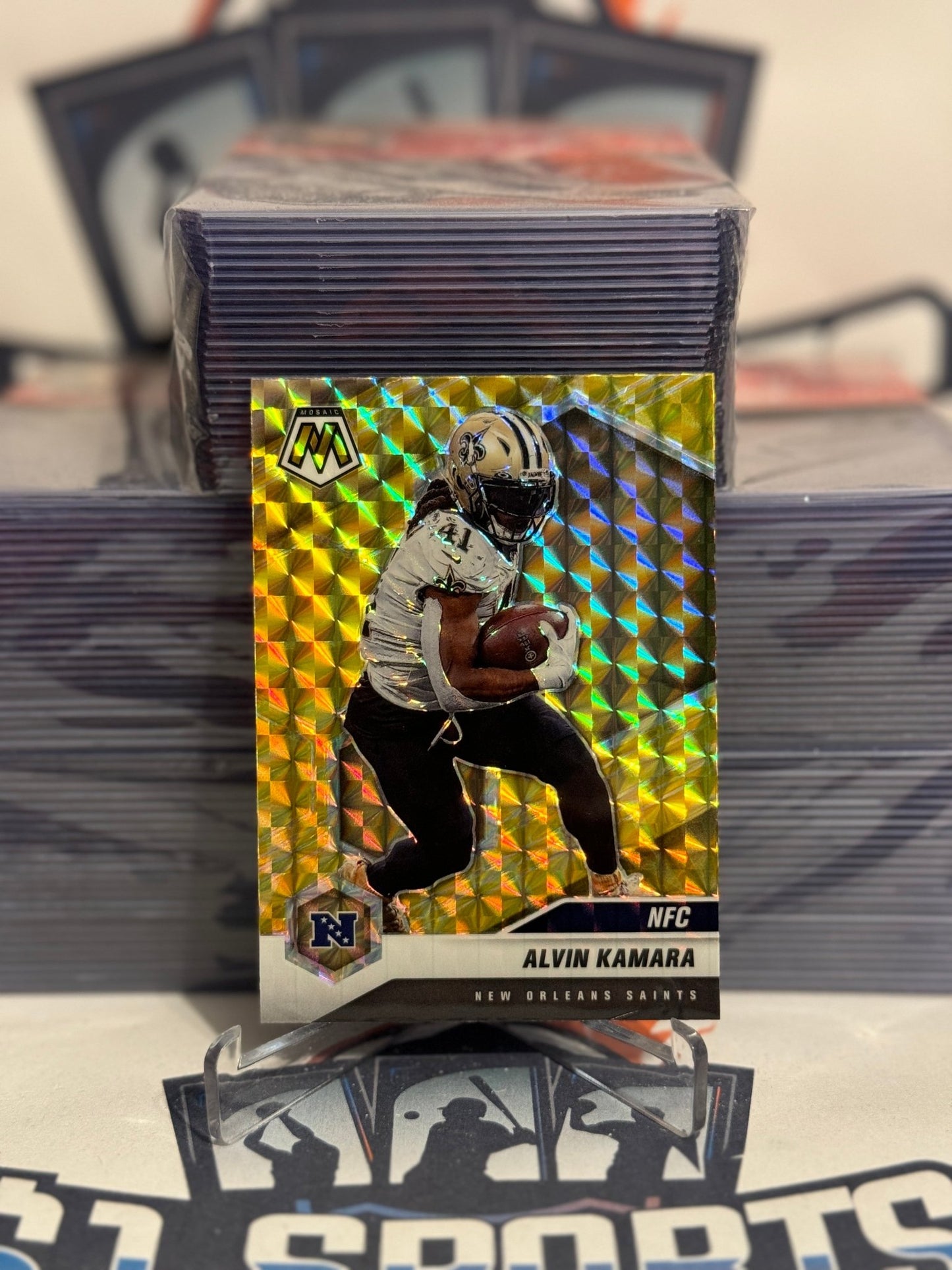 2021 Panini Mosaic (Yellow Reactive Prizm, NFC) Alvins Kamara #213