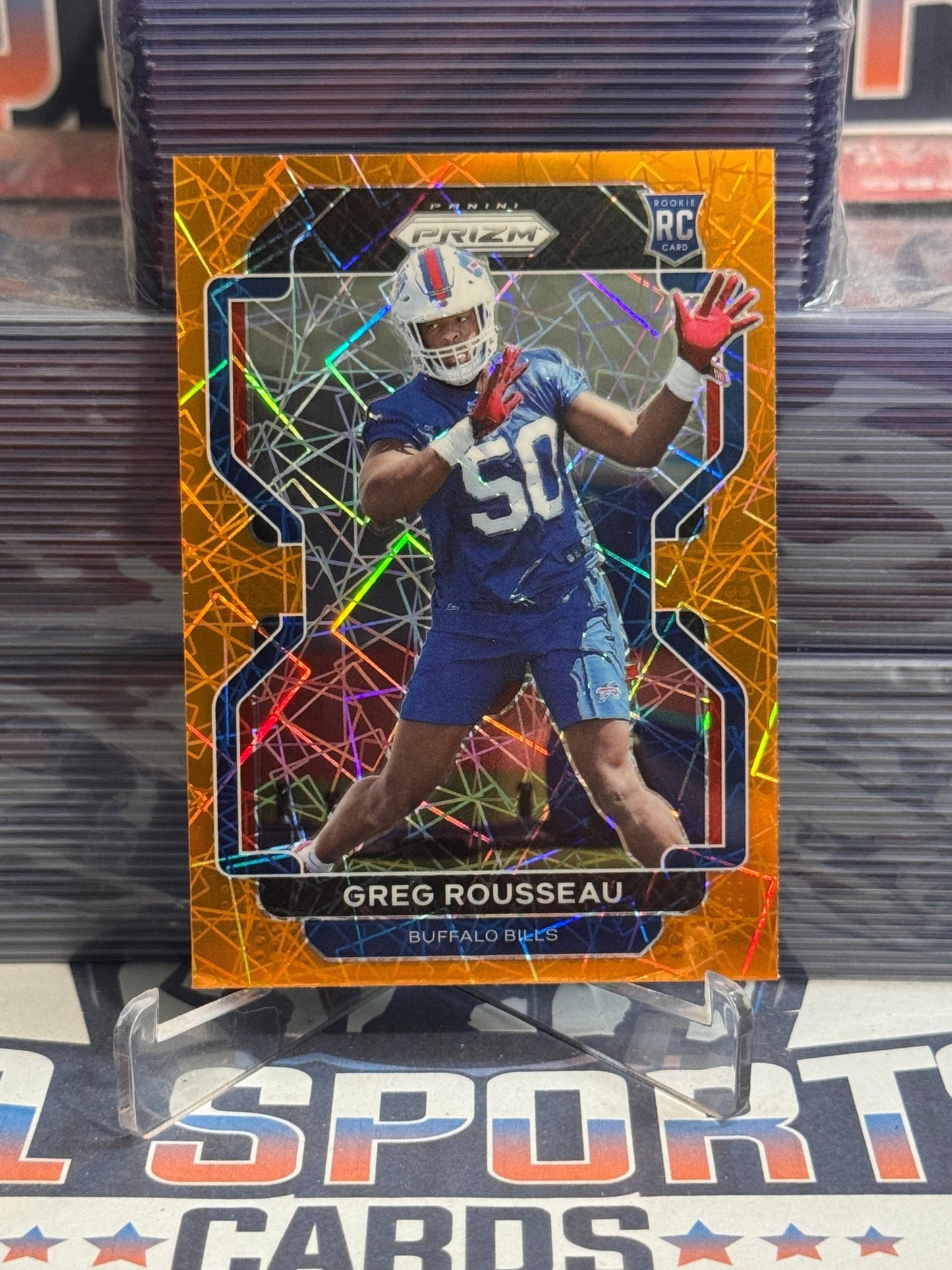 2021 Panini Prizm (Orange Lazer Prizm) Greg Rousseau Rookie 434