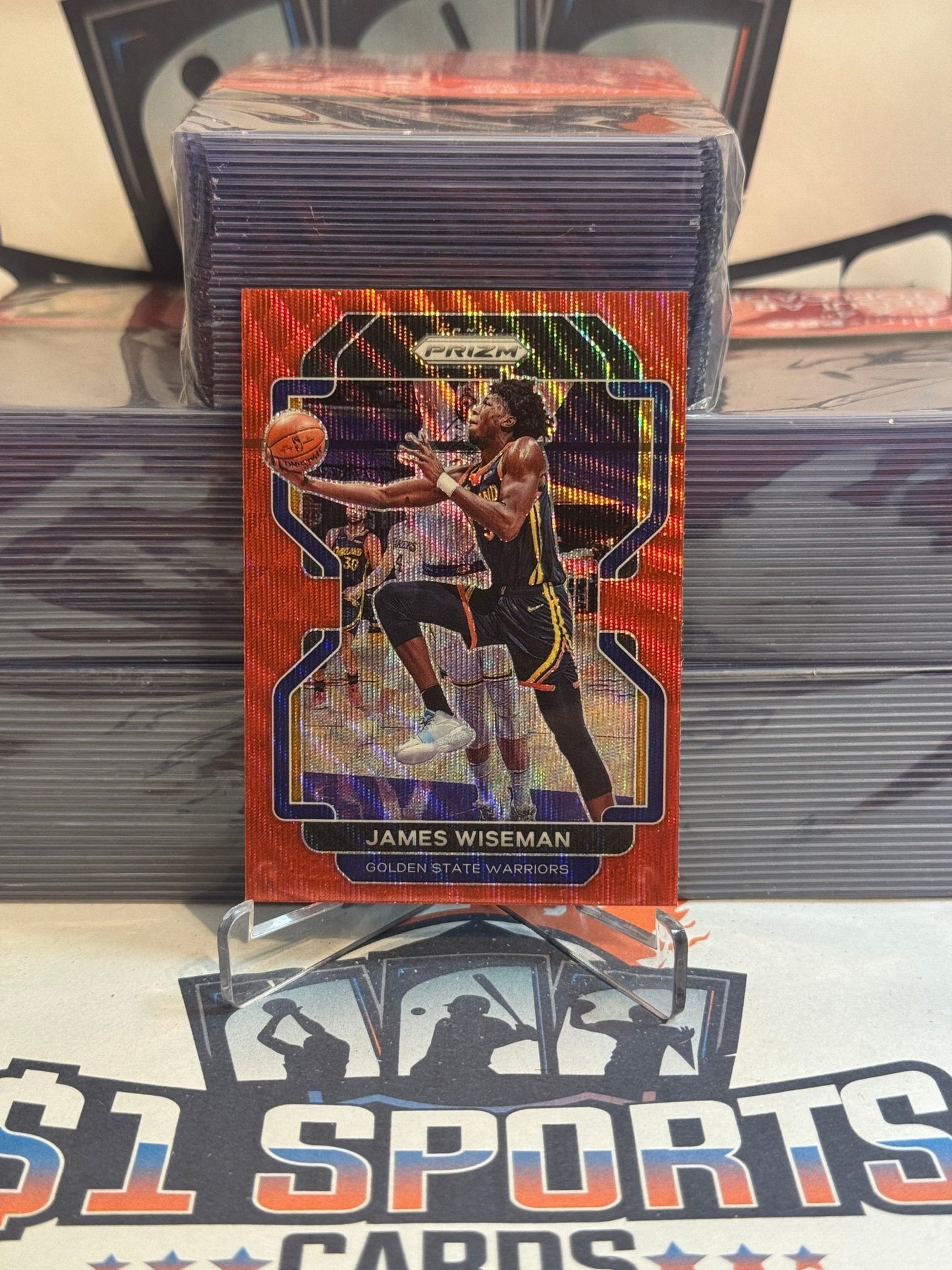 2021 Panini Prizm (Ruby Wave Prizm) James Wiseman #61