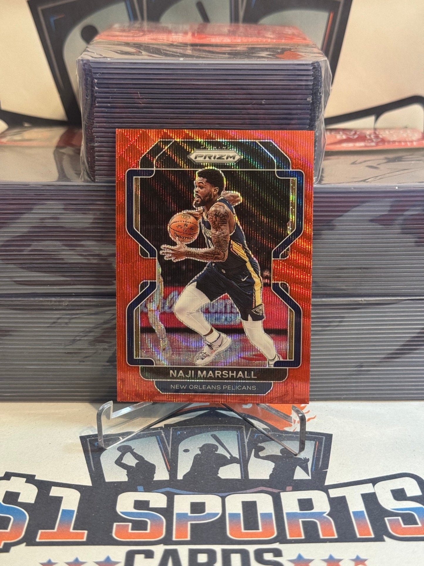 2021 Panini Prizm (Ruby Wave Prizm) Naji Marshall #191