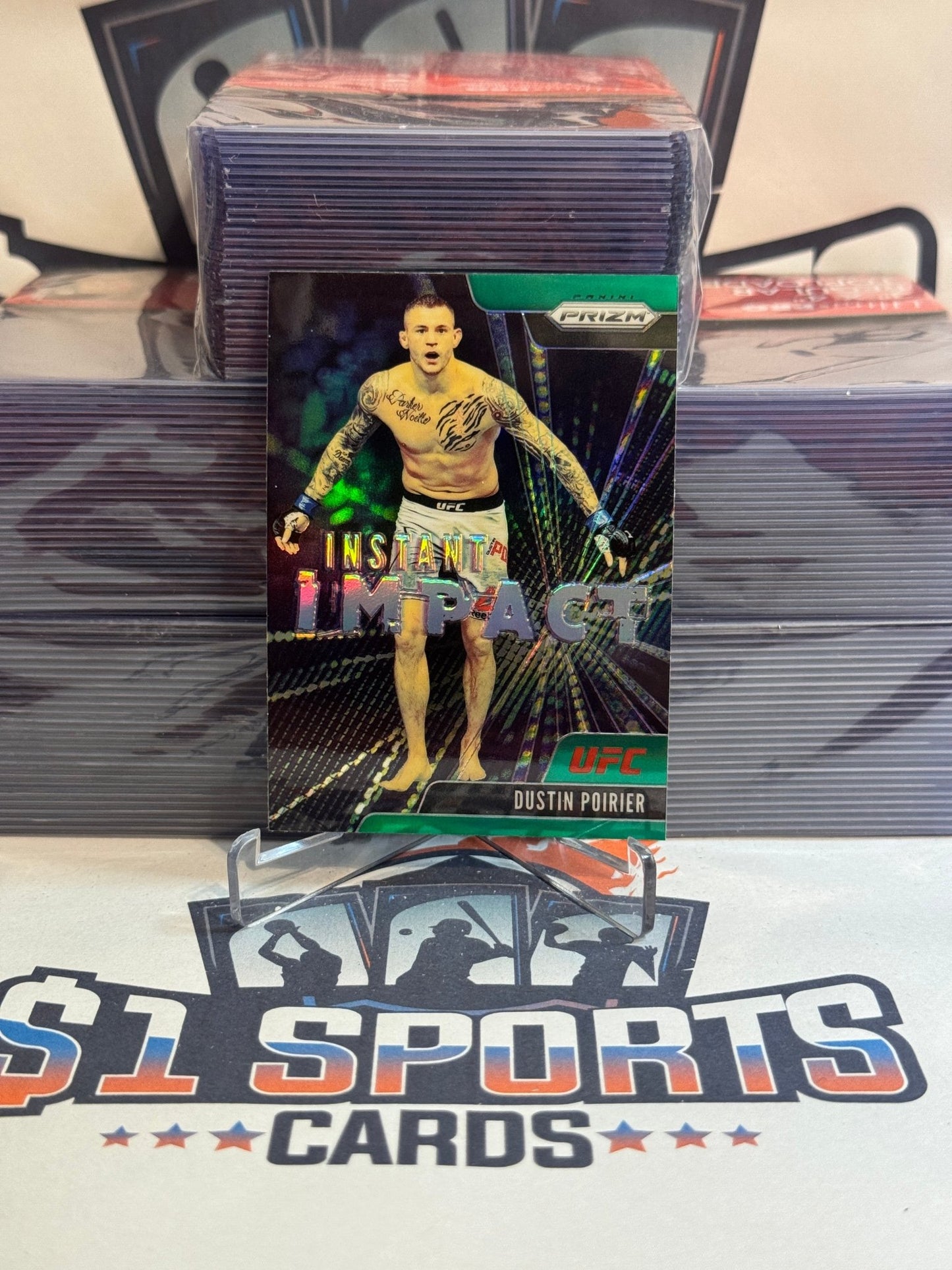 2021 Panini Prizm UFC (Green Prizm, Instant Impact) Dustin Poirier #12