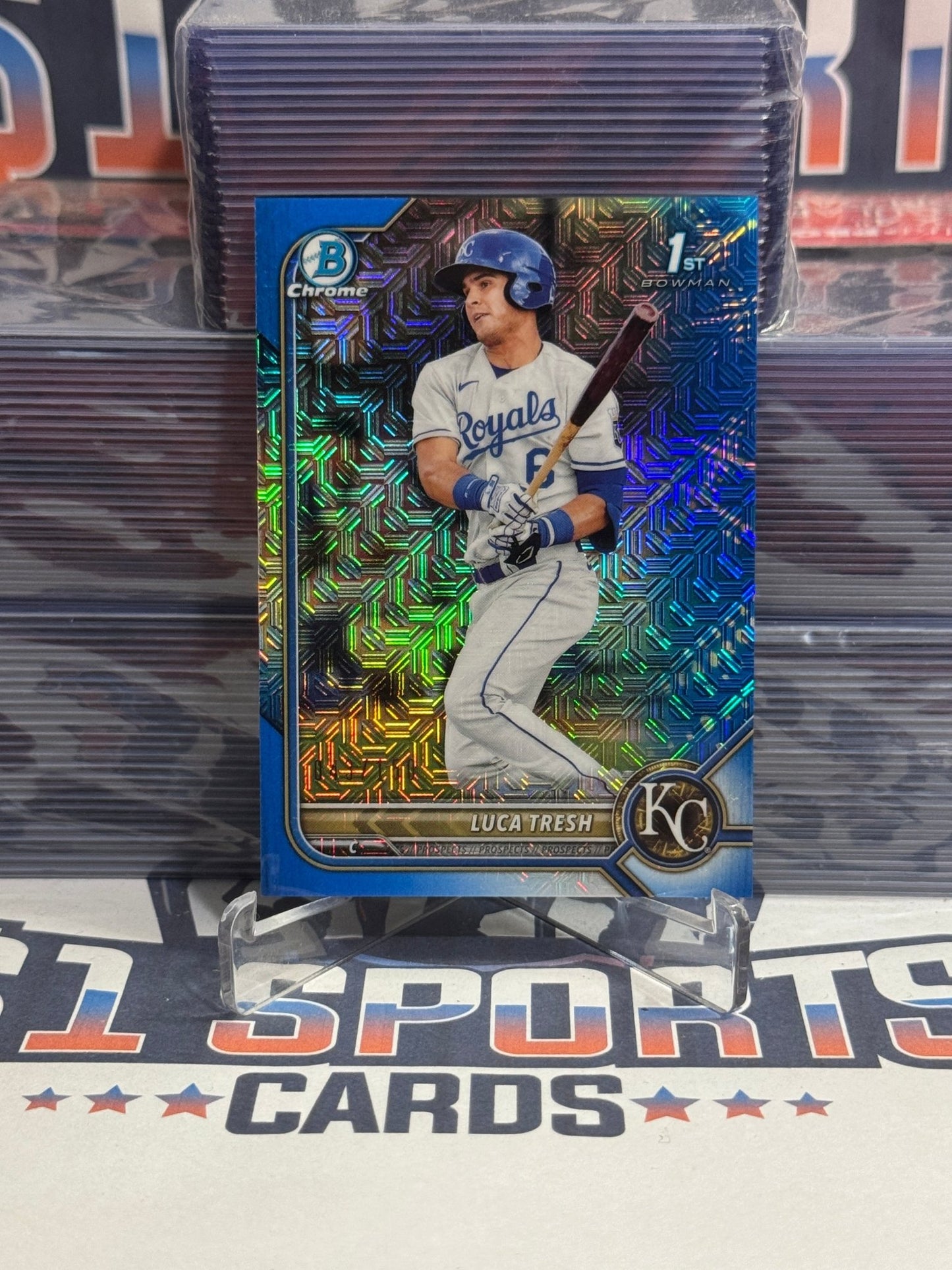 2022 Bowman Chrome Prospects (Blue Mojo Refractor, 1st Bowman 43/150) Luca Tresh BCP - 136