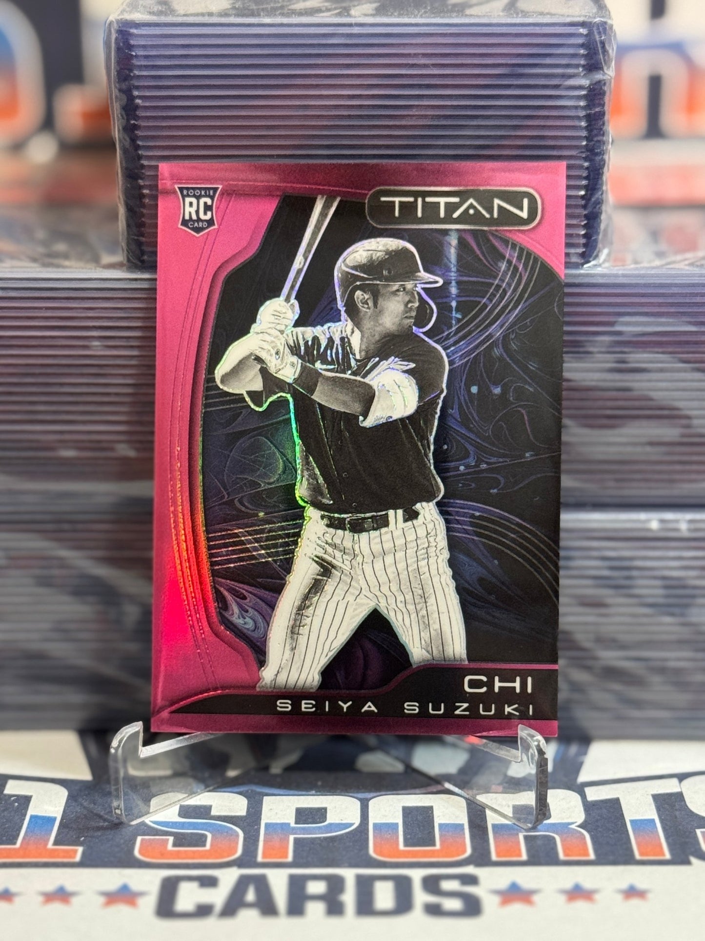 2022 Panini Chronicles (Pink Prizm, Titan 39/50) Seiya Suzuki Rookie 4