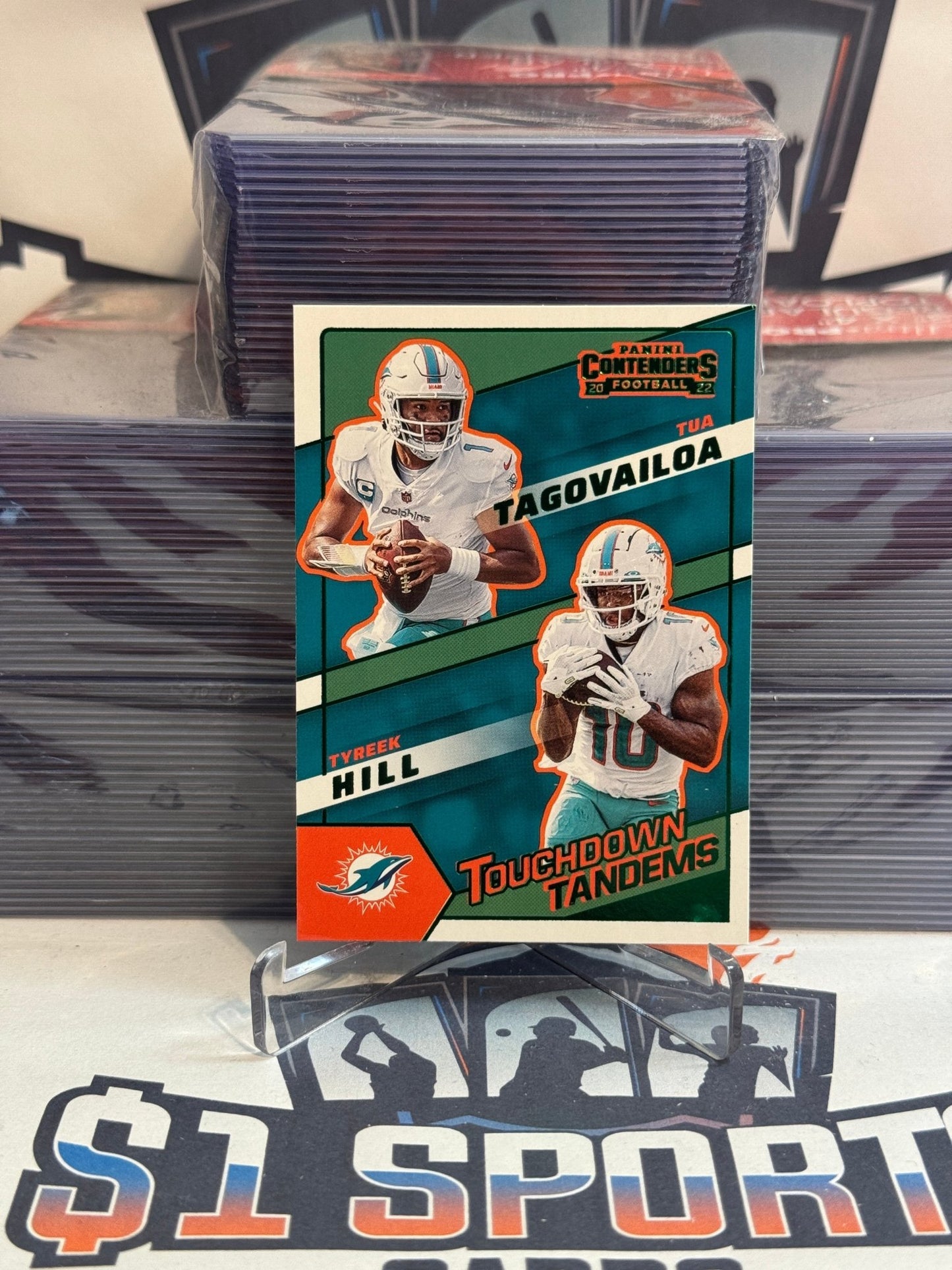 2022 Panini Contenders (Green, Touchdown Tandems) Tua Tagovailoa & Tyreek Hill #TDT - MIA
