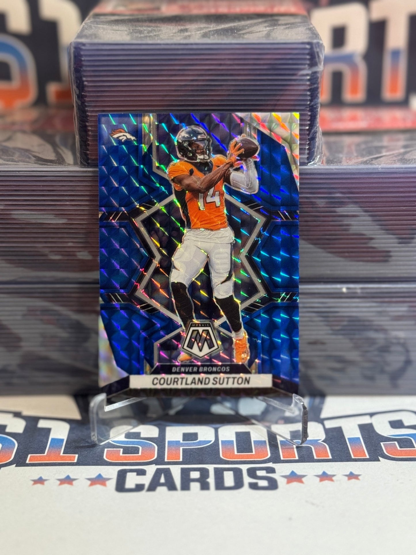 2022 Panini Mosaic (Blue Prizm 8/99) Courtland Sutton 59