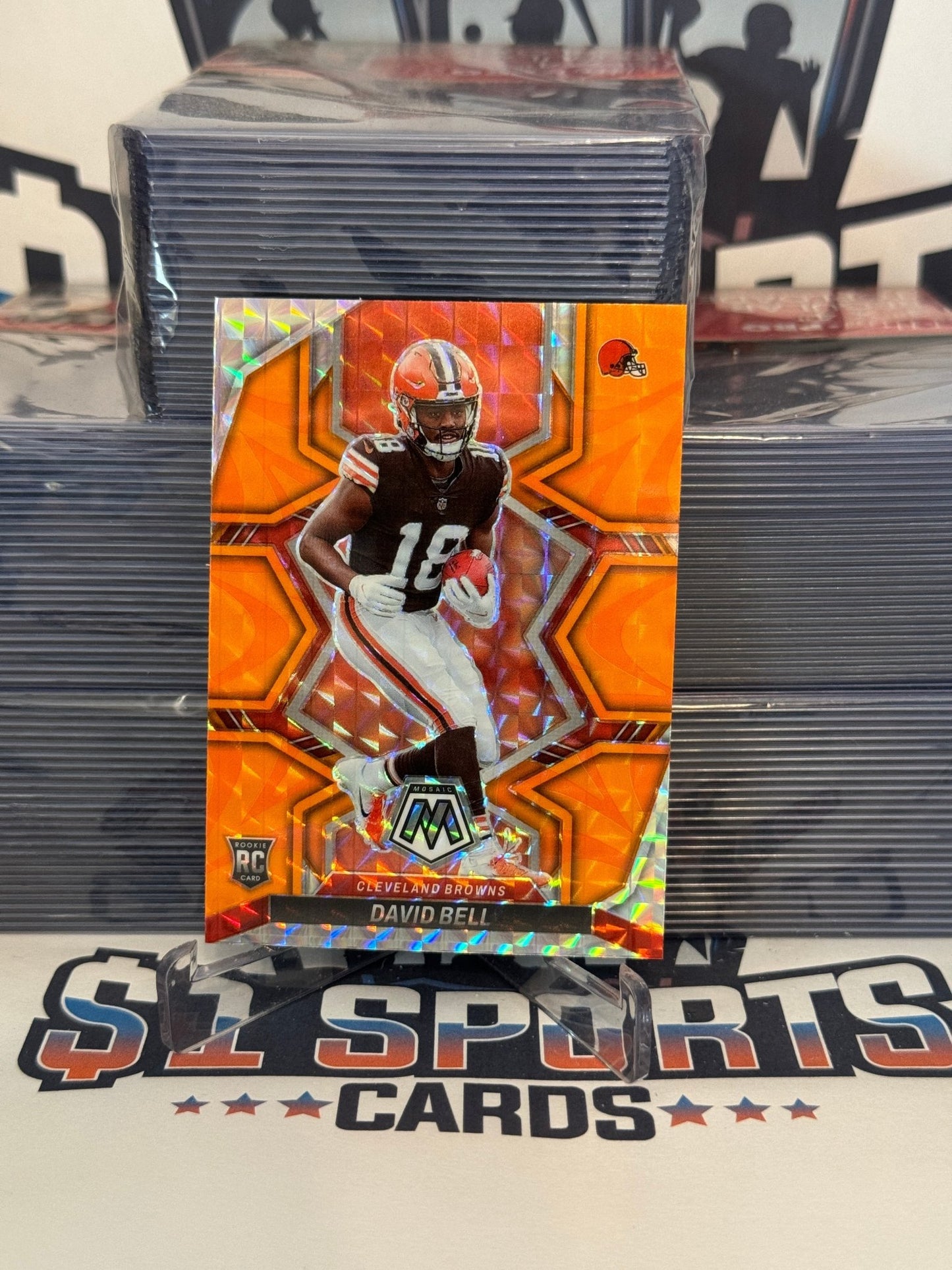 2022 Panini Mosaic (Orange Reactive Prizm) David Bell Rookie #328