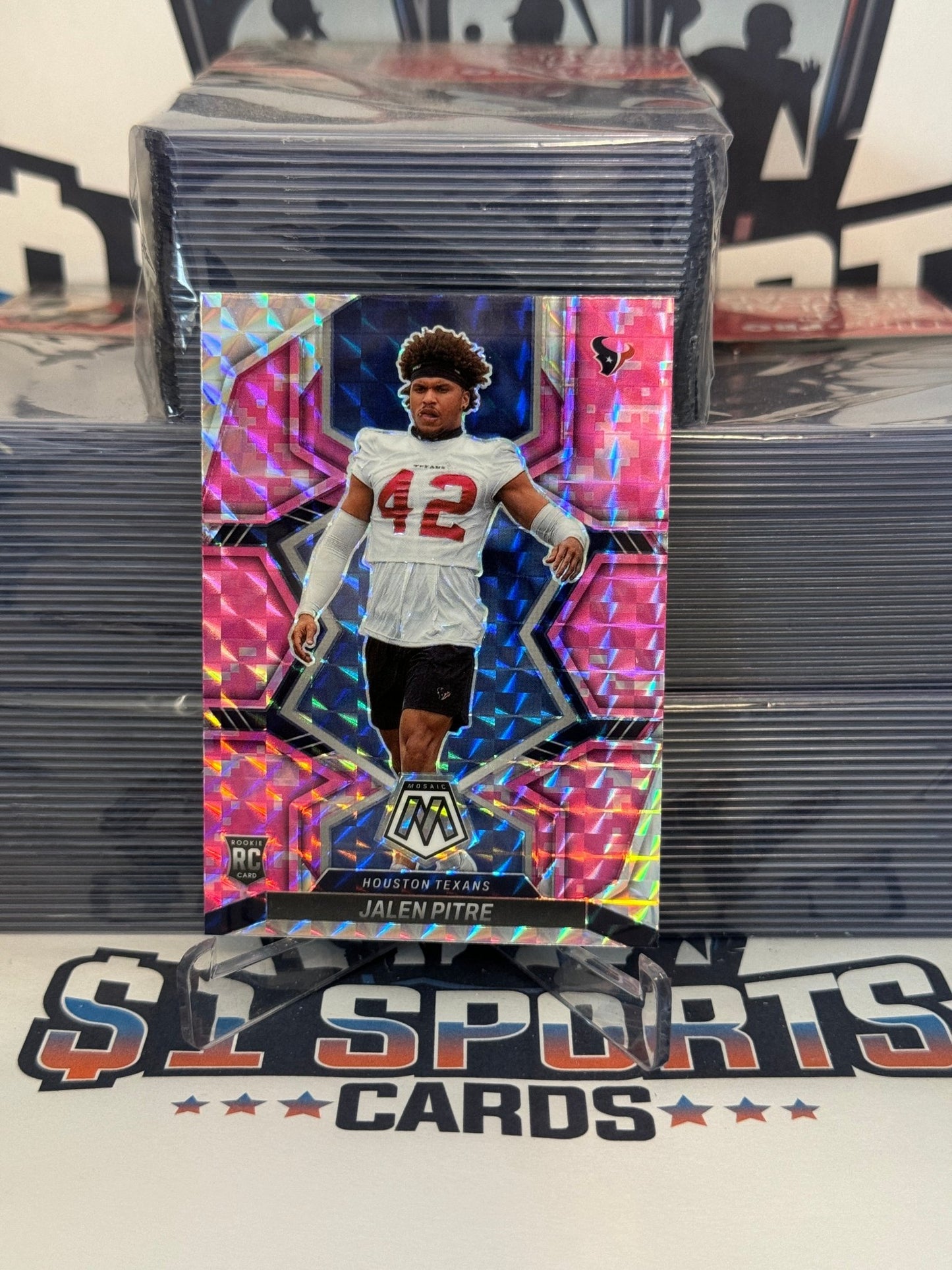 2022 Panini Mosaic (Pink Camo Prizm) Jalen Pitre Rookie #382