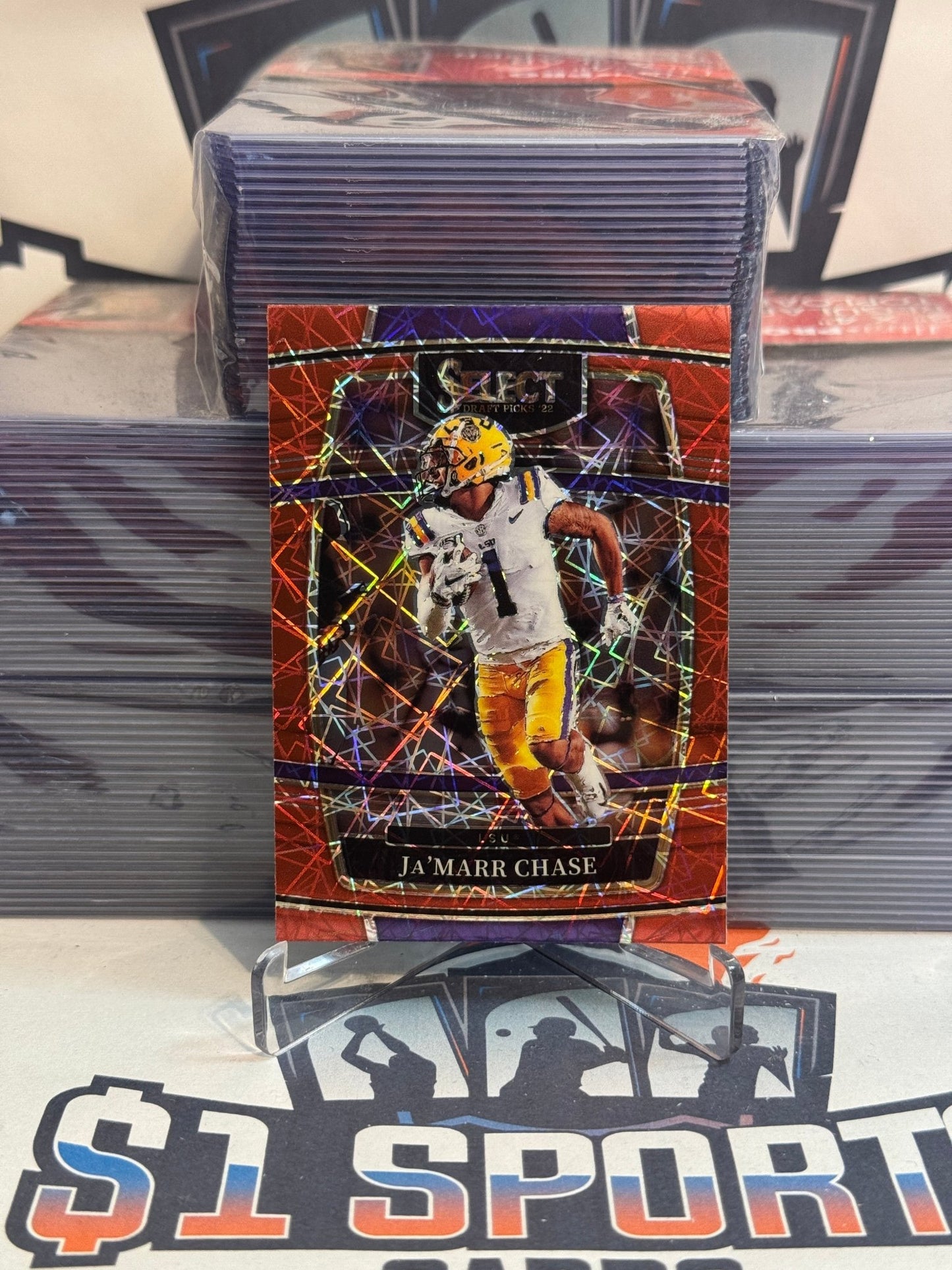 2022 Panini Select Draft Picks (Red Lazer Prizm) Ja'Marr Chase #82