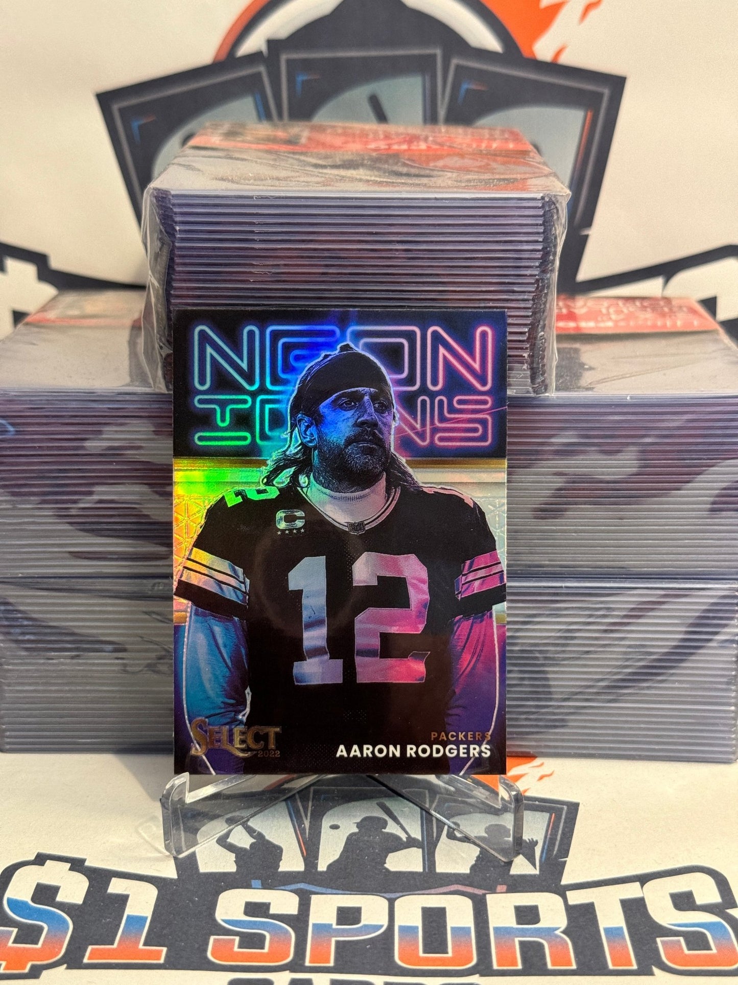 2022 Panini Select (Silver Prizm, Neon Icons) Aaron Rodgers #NI-4