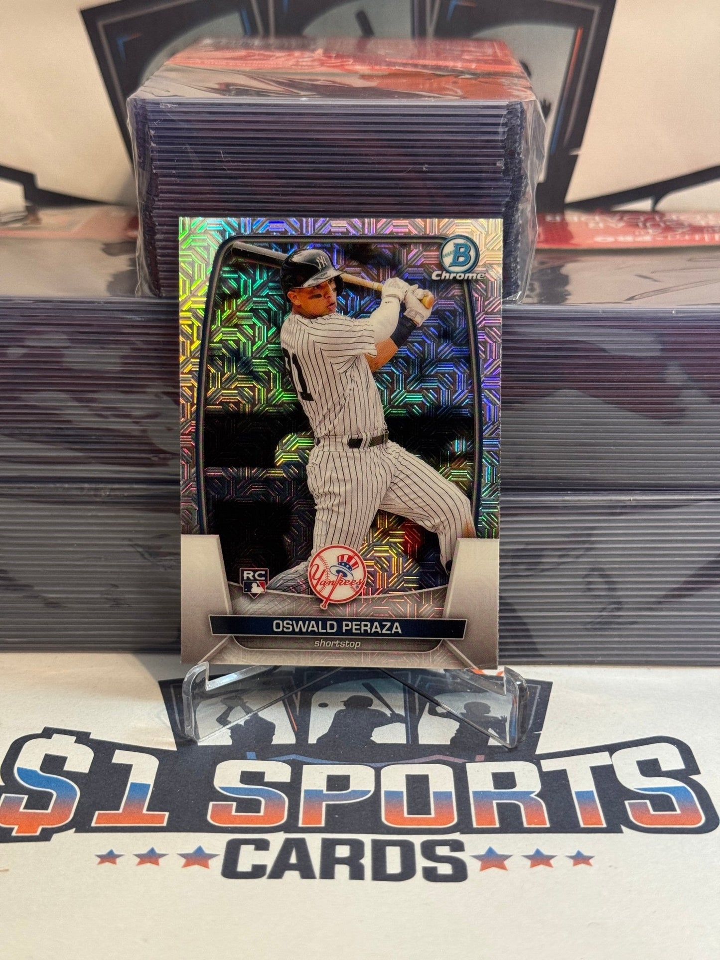 2023 Bowman Chrome (Mega Refractor) Oswald Peraza Rookie #70
