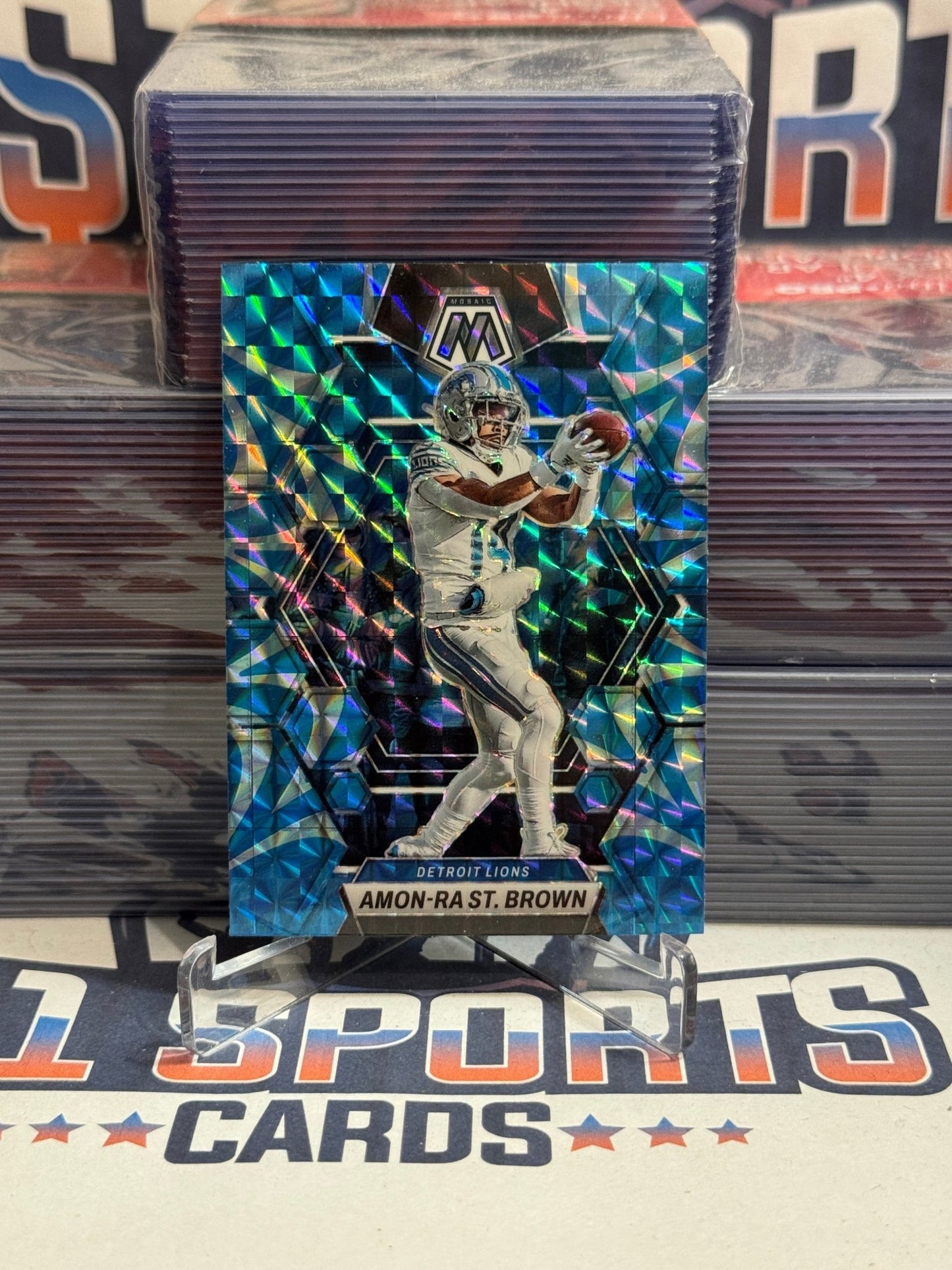 2023 Panini Mosaic (Blue Prizm) Amon - Ra St. Brown #186