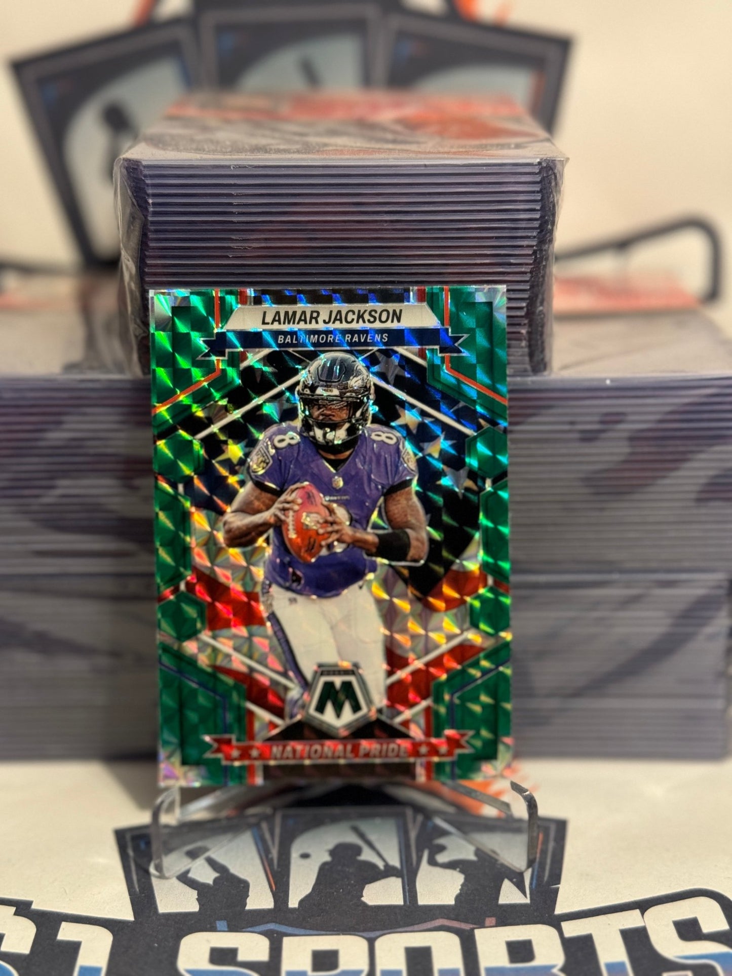 2023 Panini Mosaic (Green Prizm, National Pride) Lamar Jackson #260