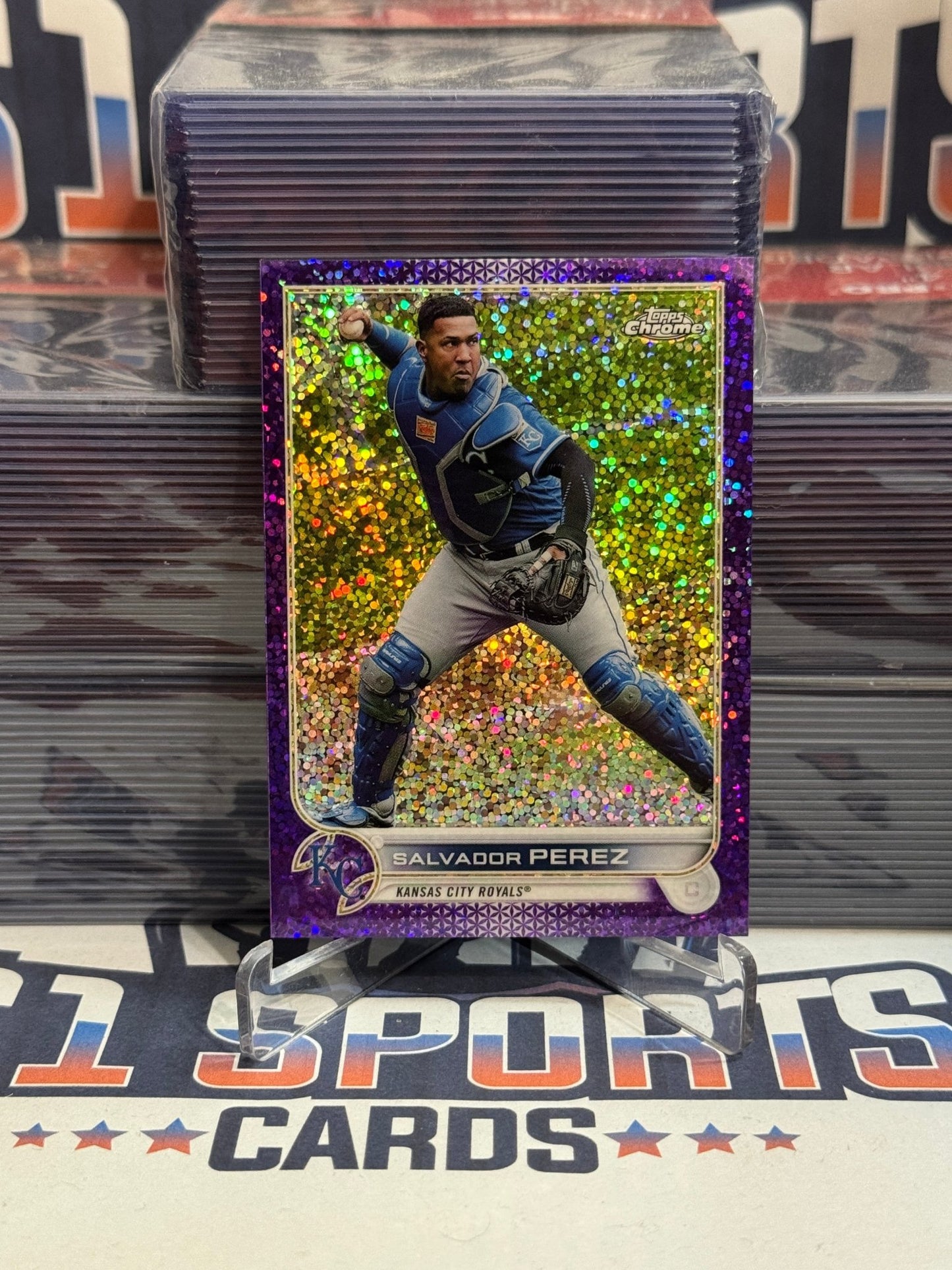2023 Topps Chrome (Purple Sparkle Refractor 182/299) Salvador Perez #50