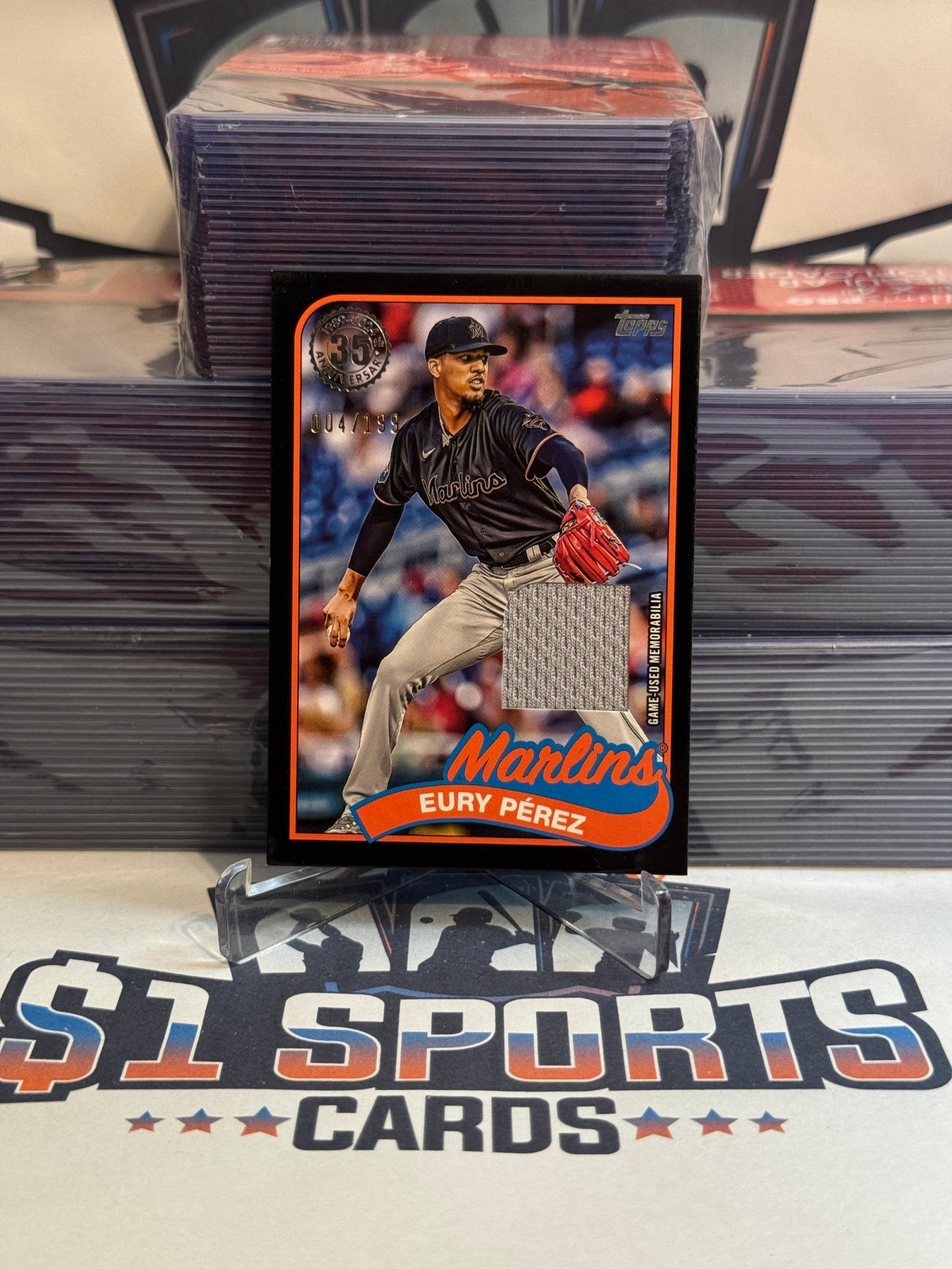 2024 Topps (Black, 1989 Redux Relic 4/199) Eury Perez #89R2 - EPE