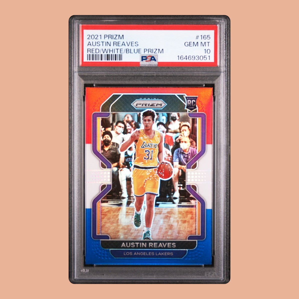 2021 Panini Prizm (Red White Blue Prizm) Austin Reaves Rookie #165 - PSA 10