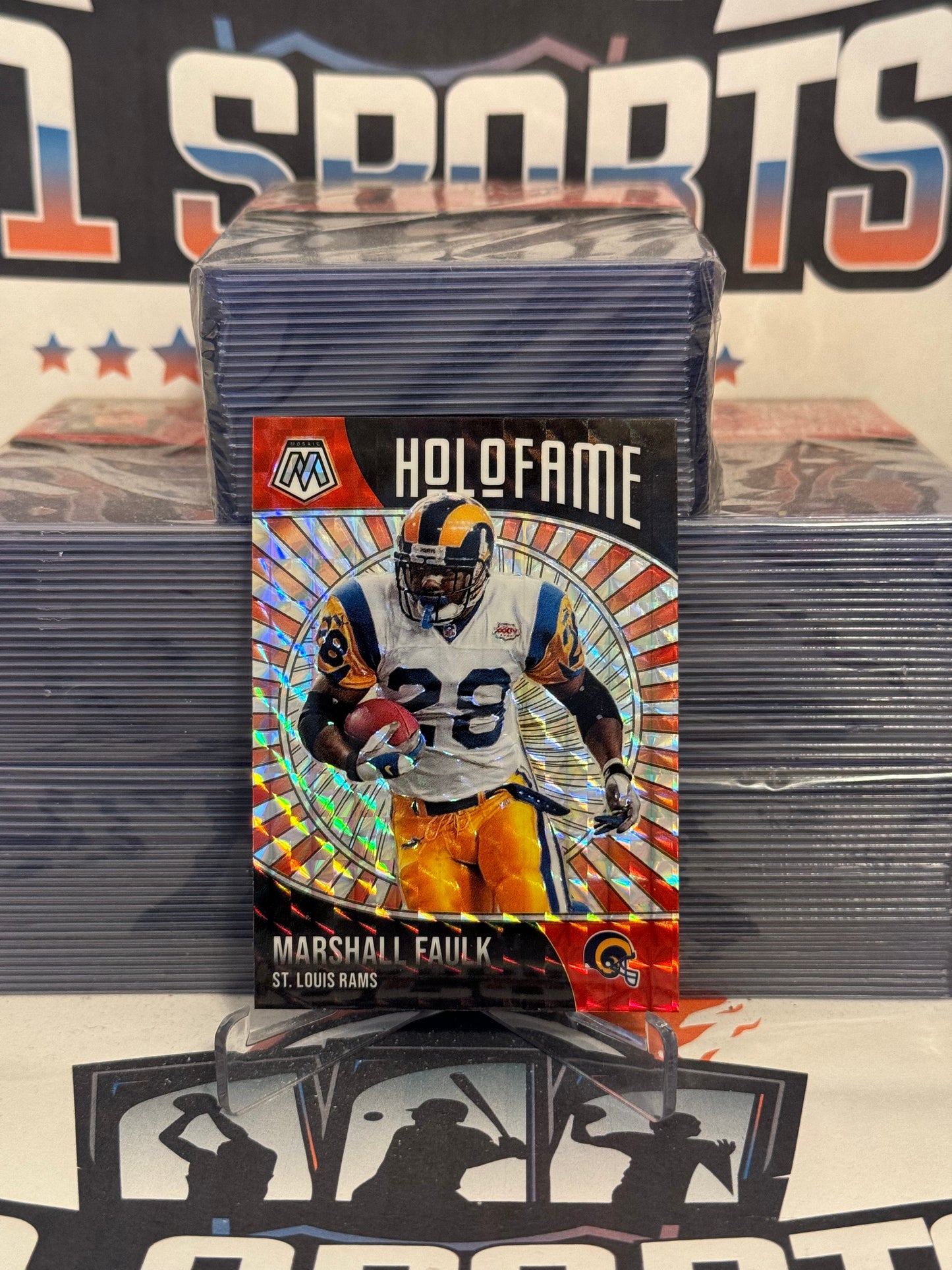 2021 Panini Mosaic (Mosaic Prizm, HoloFame) Marshall Faulk #6
