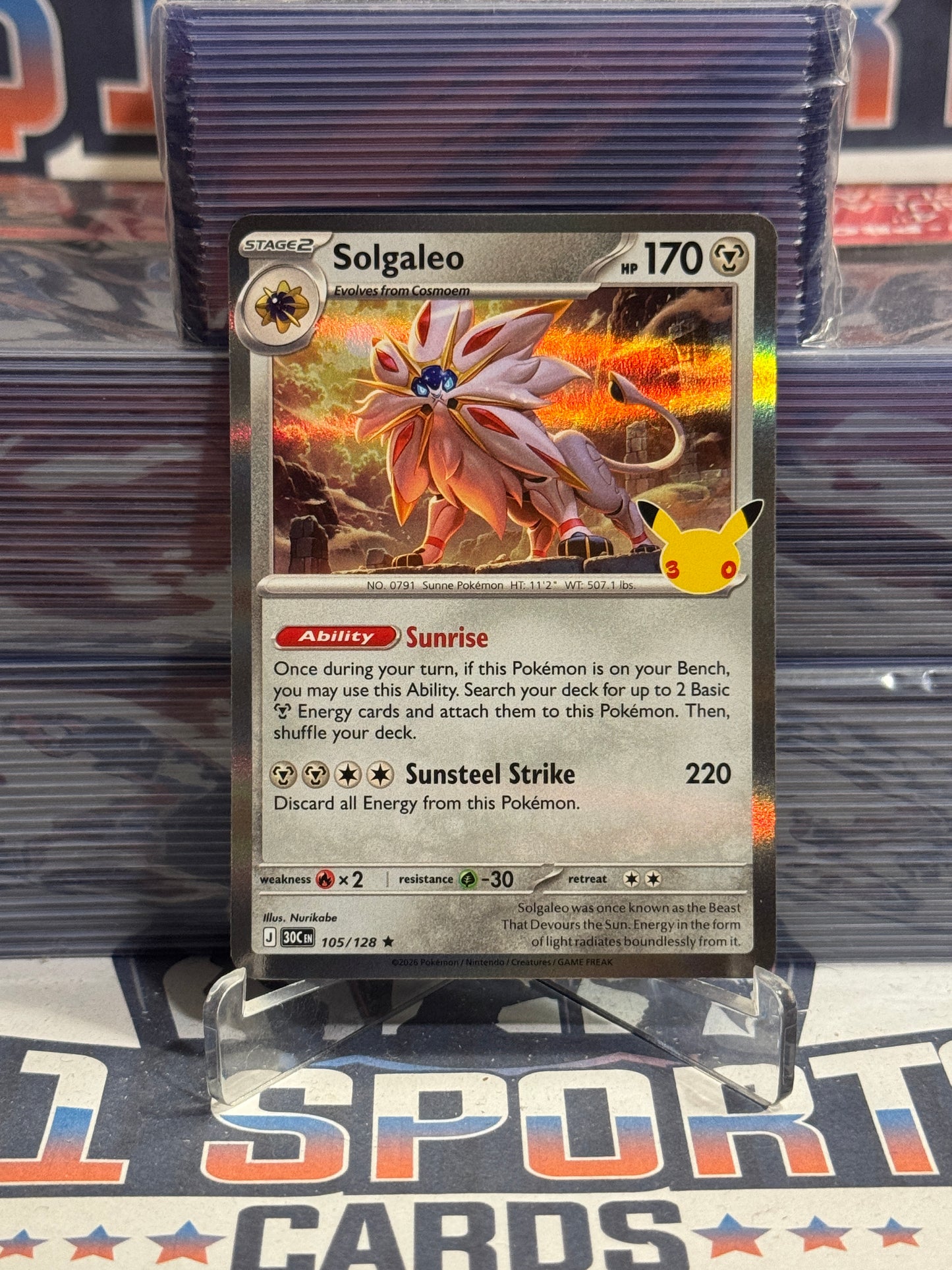 Pokemon TCG: 30th Celebration - Solgaelo (Holo, Rare) #105