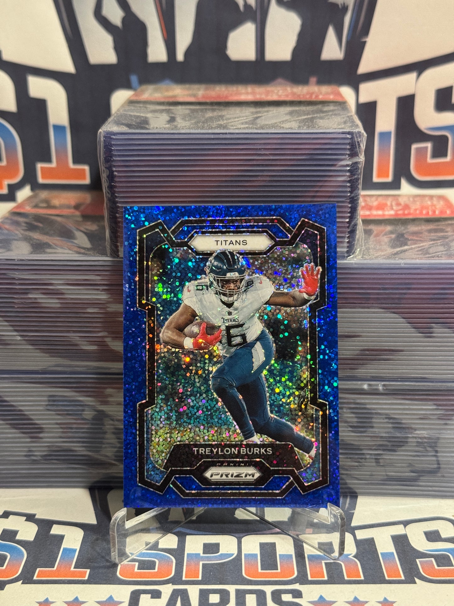 2023 Panini Prizm (Blue Sparkle Prizm 16/96) Treylon Burks #291